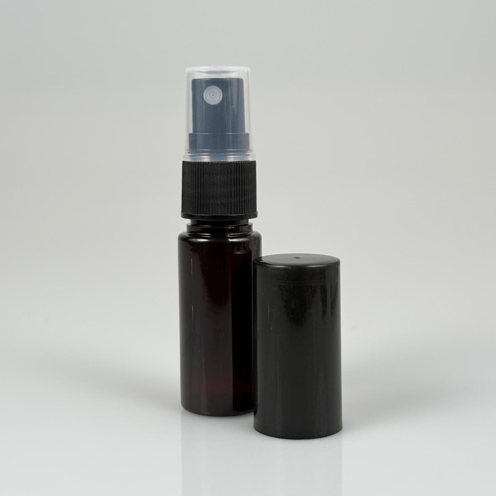 15 CC AMBER PARFÜM ŞİŞESİ PLASTİK - SİYAH SPREY + SİYAH KAPAK - 15 ML PARFÜM ŞİŞESİ PET