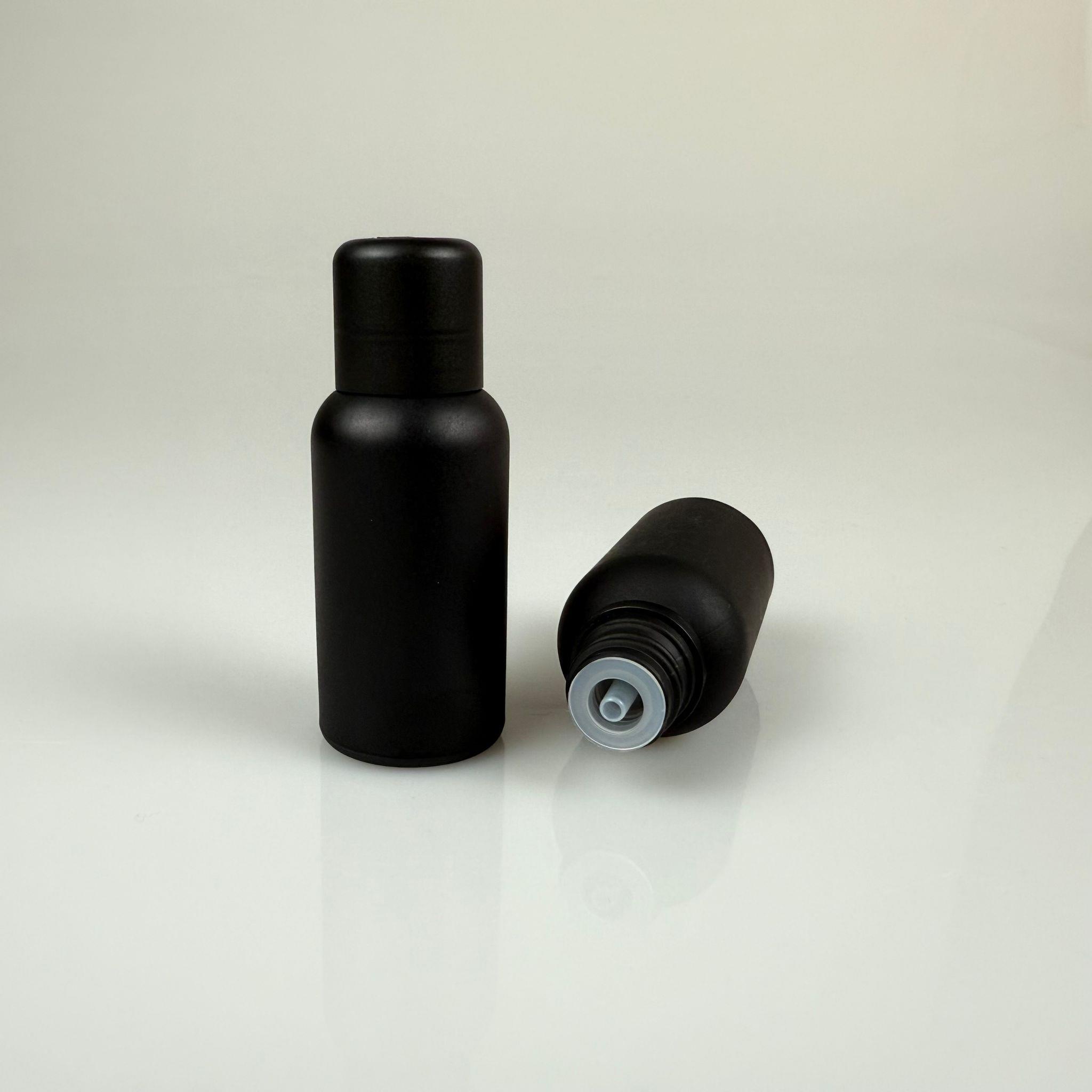 30 CC MAT SİYAH CAM ŞİŞE + İÇTEN DAMLALIKLI ÇOCUK KİLİTLİ SİYAH KAPAK - MAT SİYAH 30 ML KİLİT KAPAKLI DAMLATMALI ŞİŞE