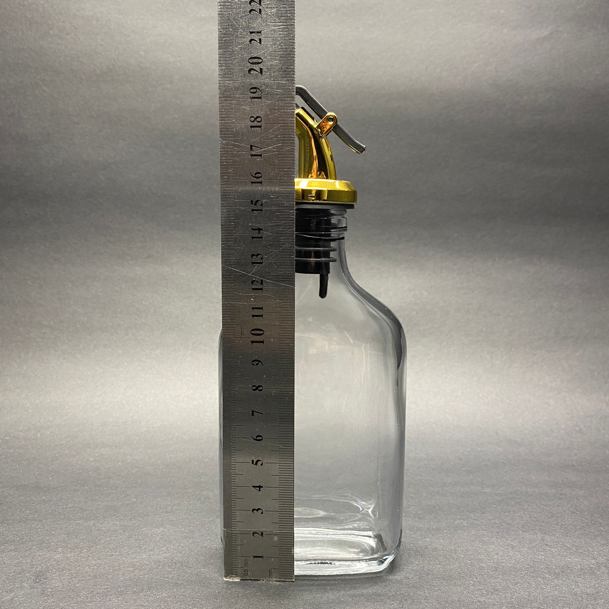 200 CC YASSI CAM ŞİŞE - KAPAKLI GOLD YAĞLIK TIPALI - 200 ML YASSI YAĞDANLIK CAM ŞİŞE