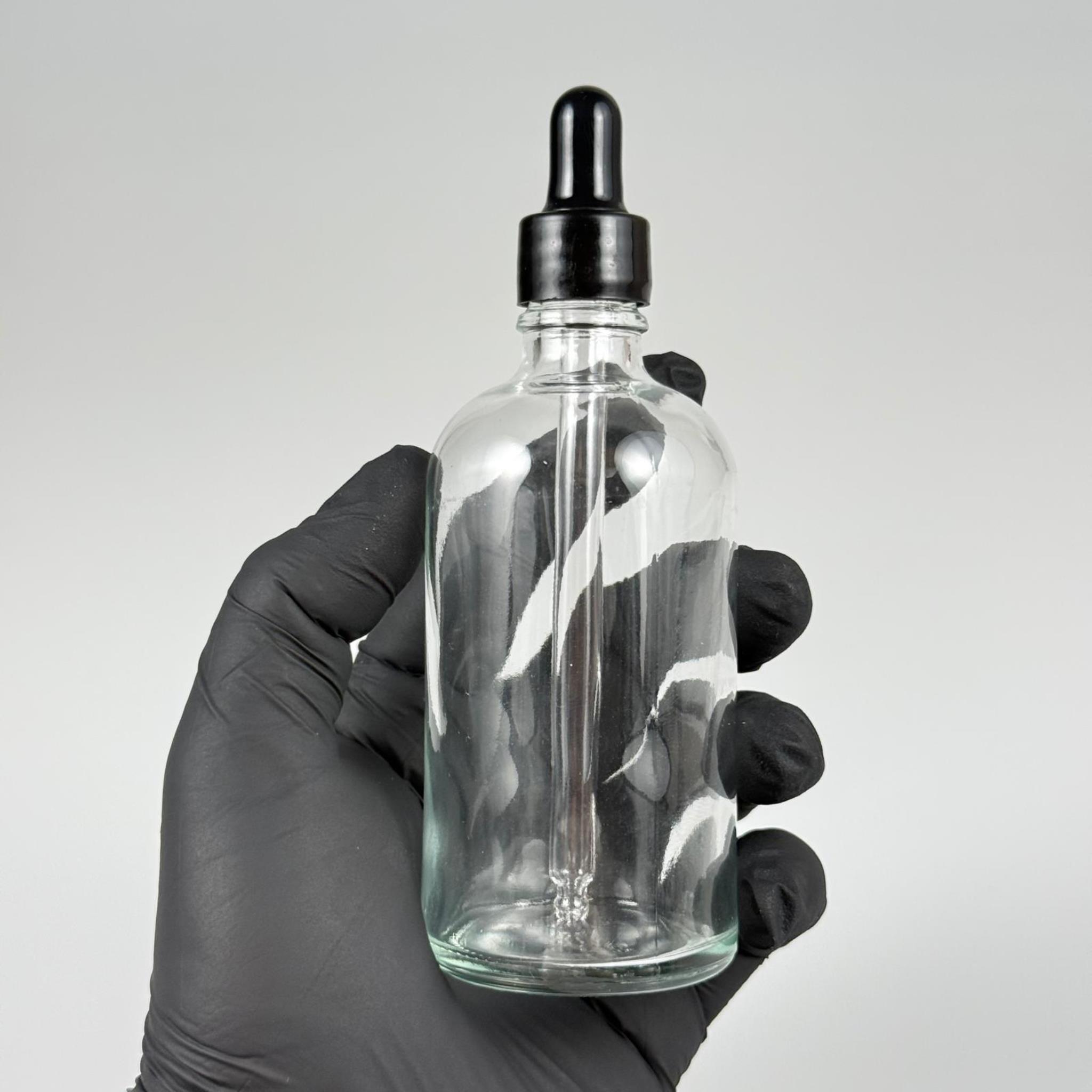 100 CC ŞEFFAF CAM DAMLALIKLI ŞİŞE - SİYAH EMZİK + SİYAH DÜZ KAPAK + CAM PİPET TAKIM - 100 ML DAMLALIKLI ŞİŞE SETİ