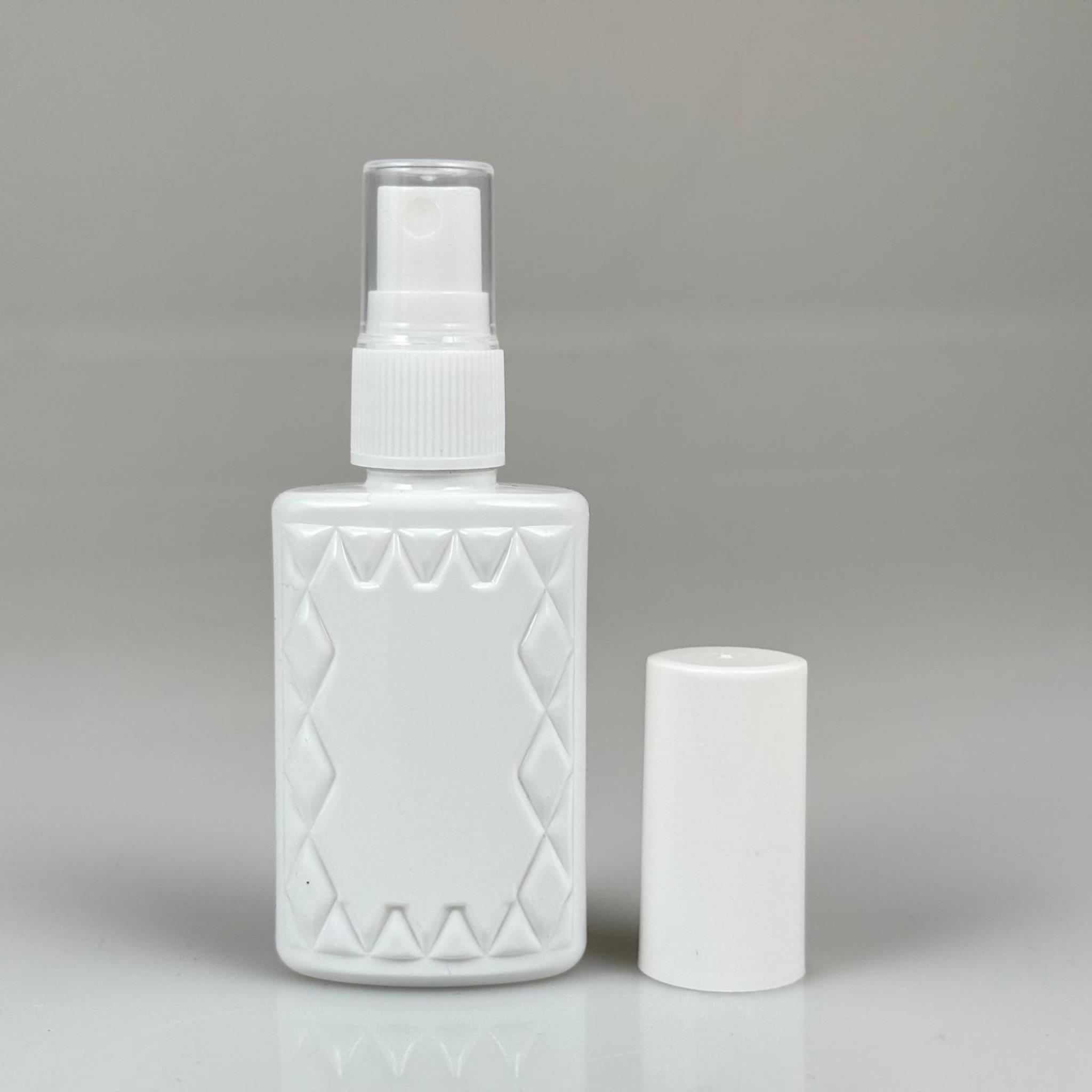 50 CC BEYAZ PET KÖŞELİ PARFÜM ŞİŞESİ - BEYAZ SPREYLİ - BEYAZ KORUMA KAPAKLI - 50 ML PLASTİK PARFÜM - KOLONYA ŞİŞESİ