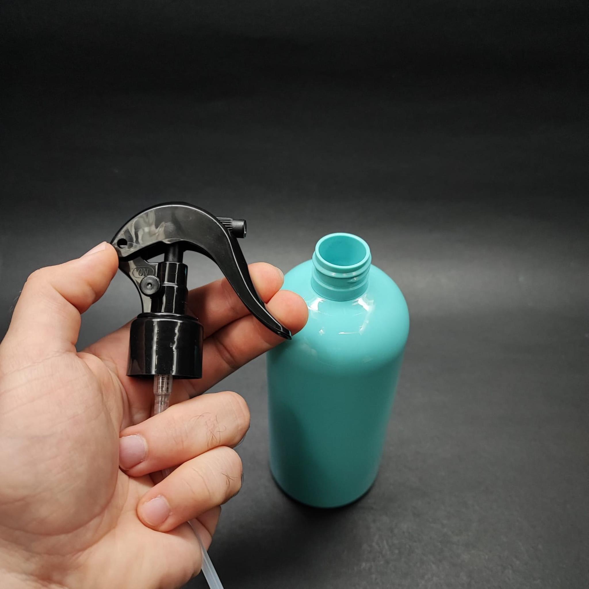 400 CC OVAL BOYUNLU SİLİNDİR PET ŞİŞE (30 GR) - SİYAH TRİGER SPREYLİ - 400 ML PLASTİK ŞİŞE - TURKUAZ