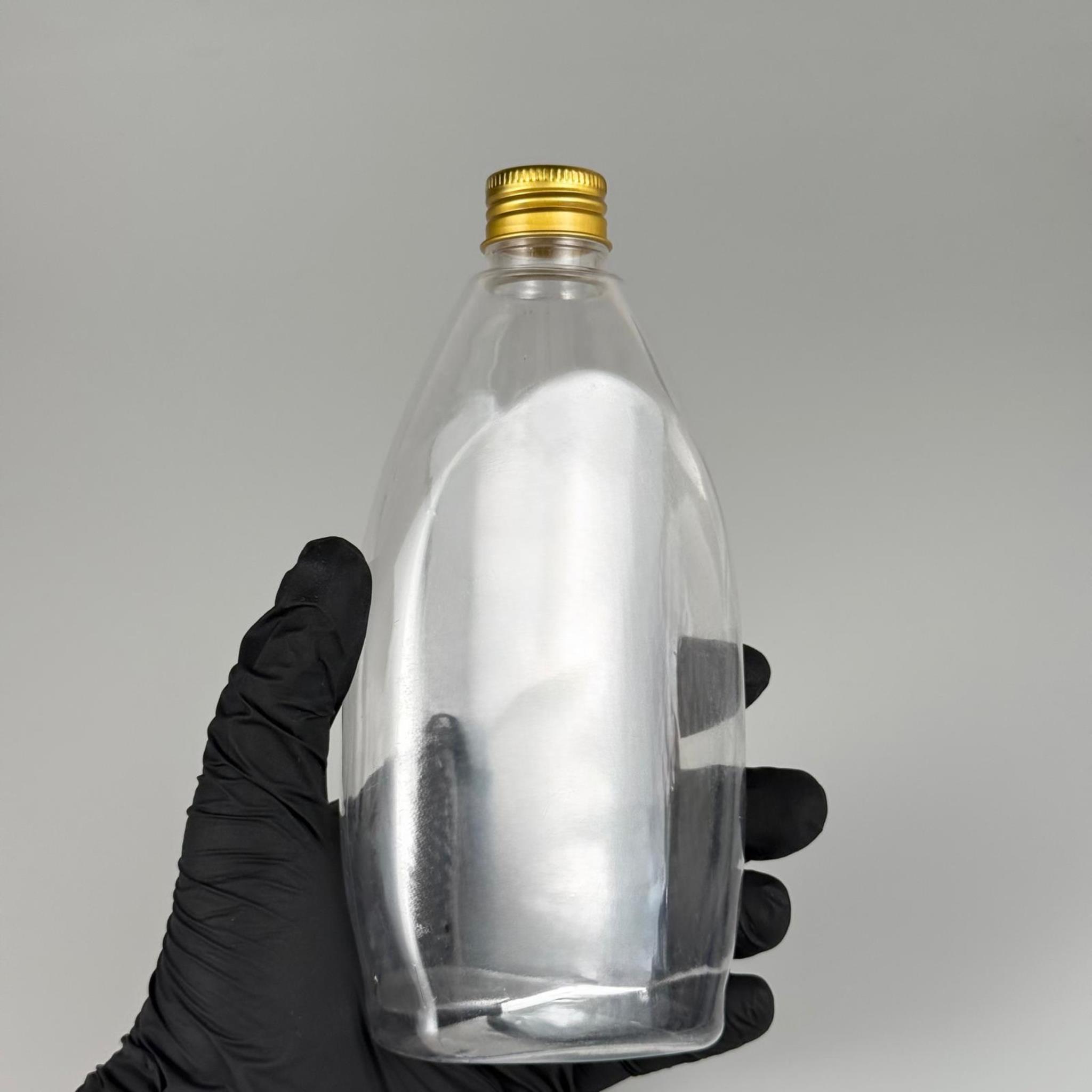 400 CC YASSI PET SIVI SABUN ŞİŞESİ (AĞIZ ÇAPI 24 MM) + KÖPÜK CONTALI GOLD METAL ALÜMİNYUM KAPAKLI - 400 ML YASSI PET ŞİŞE