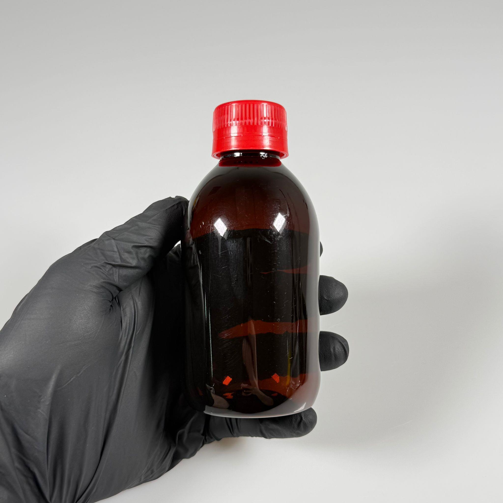 200 CC AMBER PET ECZA ŞİŞESİ - KIRMIZI KİLİTLİ CONTALI KAPAKLI  - 200 ML KAHVERENGİ PLASTİK ŞURUP ŞİŞESİ (21 GR)