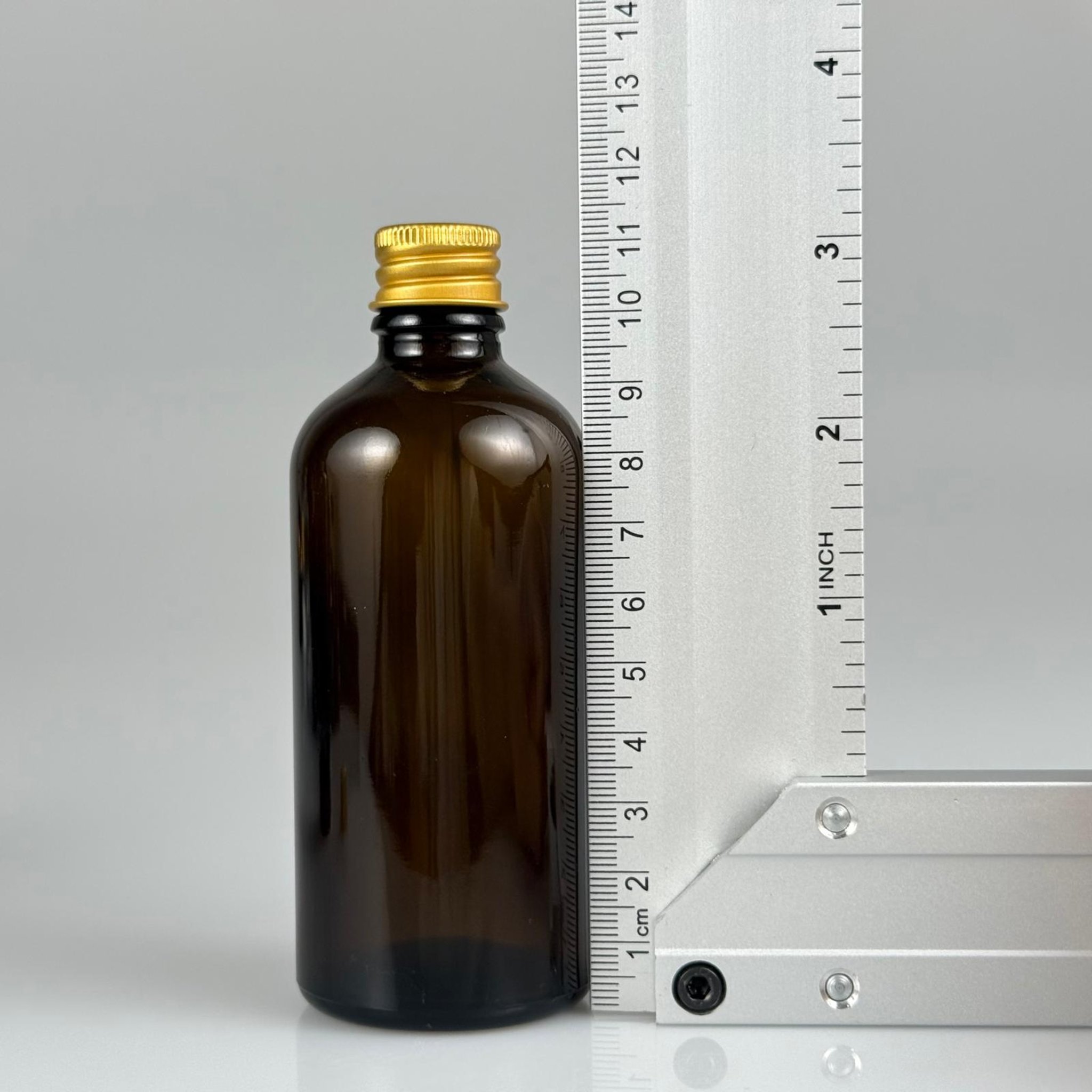100 CC AMBER CAM ŞİŞE + KÖPÜK CONTALI GOLD ALÜMİNYUM METAL KAPAKLI + KÖR TIPALI TAKIM - 100 ML KAHVERENGİ CAM ŞİŞE