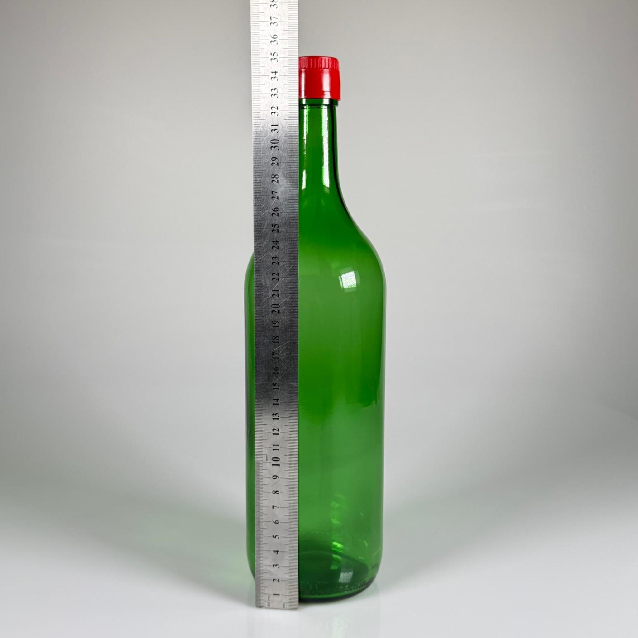 1500 CC CAM ŞİŞE YEŞİL - KIRMIZI AKITICILI DROP STOP KAPAKLI - 1500 ML CAM ŞİŞE - 1,5 LT CAM ŞİŞE