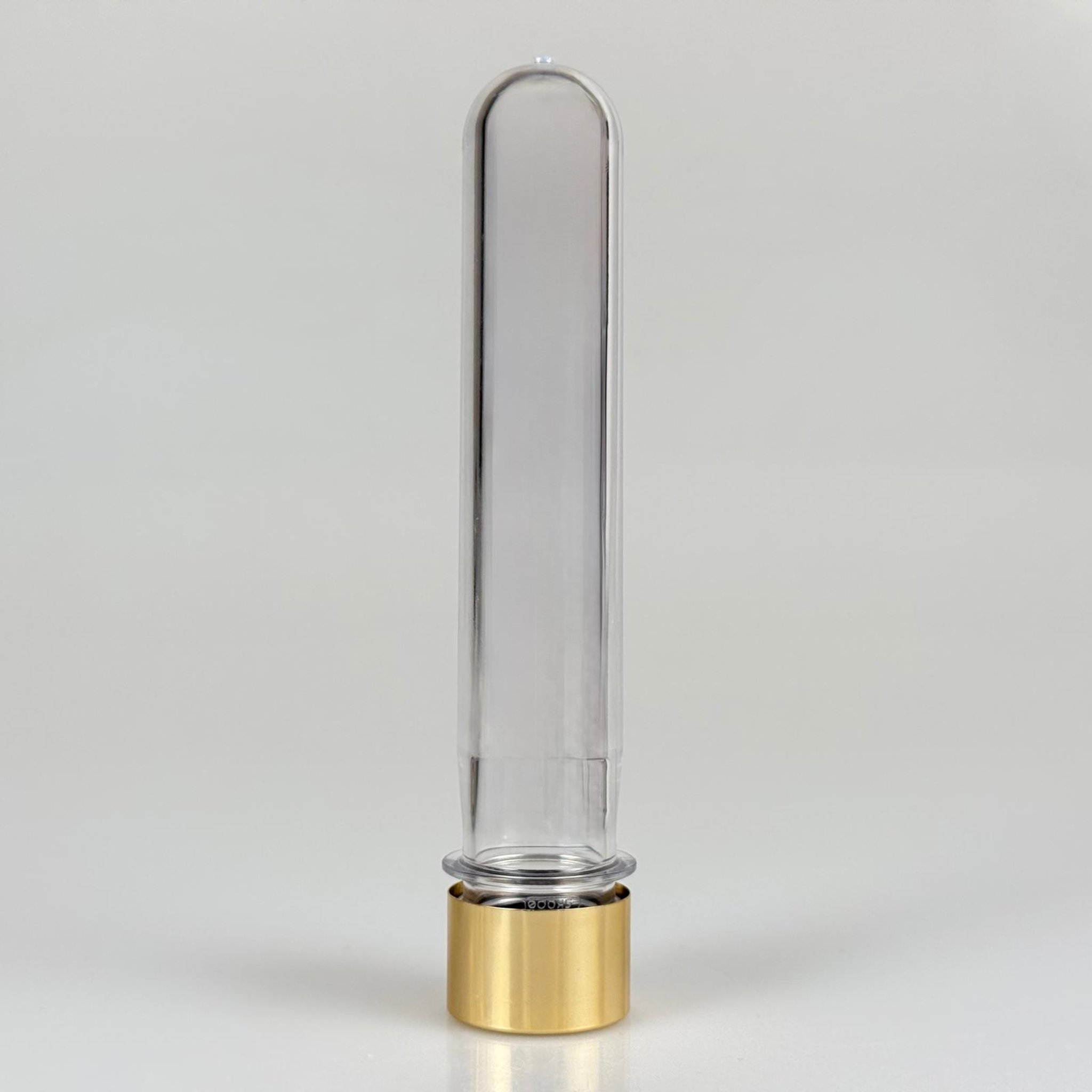 16 CM TÜP - 45 CC PET ŞİŞE + ALÜMİNYUM KAPLAMALI GOLD KAPAKLI TAKIM - VANİLYA ÇUBUĞU, BAHARAT, DENEY TÜPÜ, AYAKKABI BAĞCIĞI VB İÇİN PLASTİK TÜP