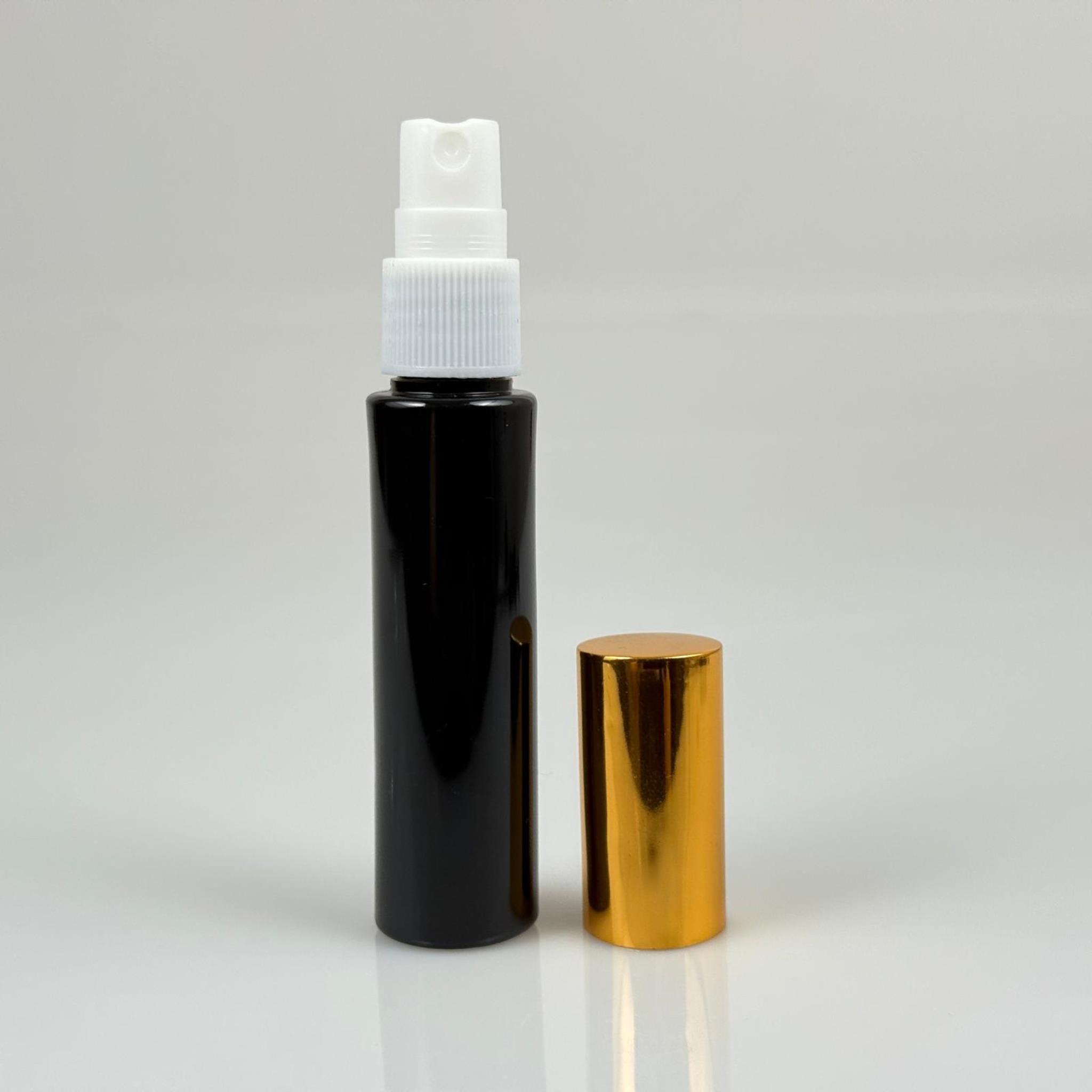 35 ML PET KOLONYA, PARFÜM VB ŞİŞELERİ - METAL ALÜMİNYUM GOLD KAPAK + VİDALI SPREY + 35 CC SİYAH ŞİŞE SET TAKIM