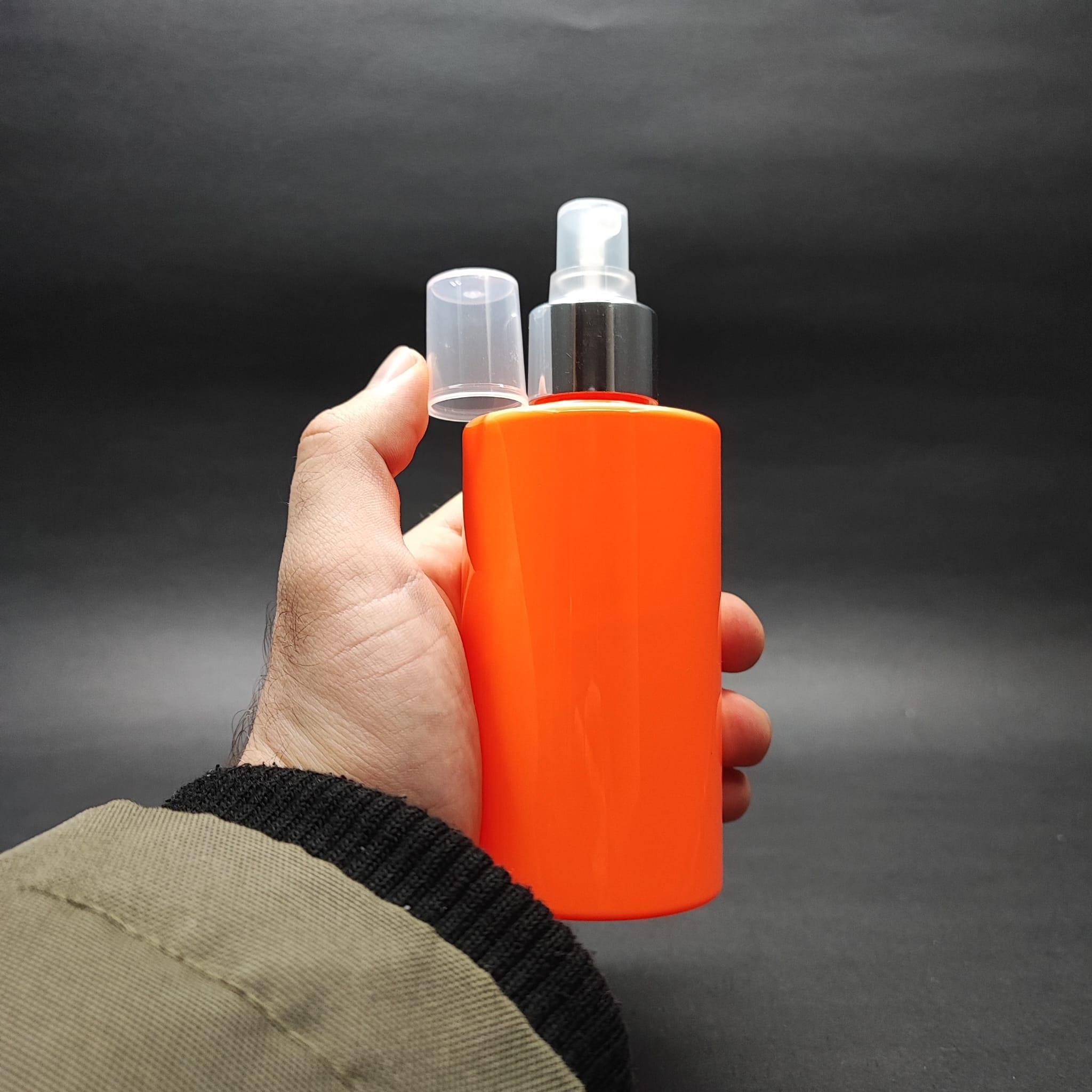 200 CC KÜT BOYUNLU SİLİNDİR PET ŞİŞE (24 GR) - GÜMÜŞ SPREYLİ - 200 ML PLASTİK ŞİŞE - TURUNCU