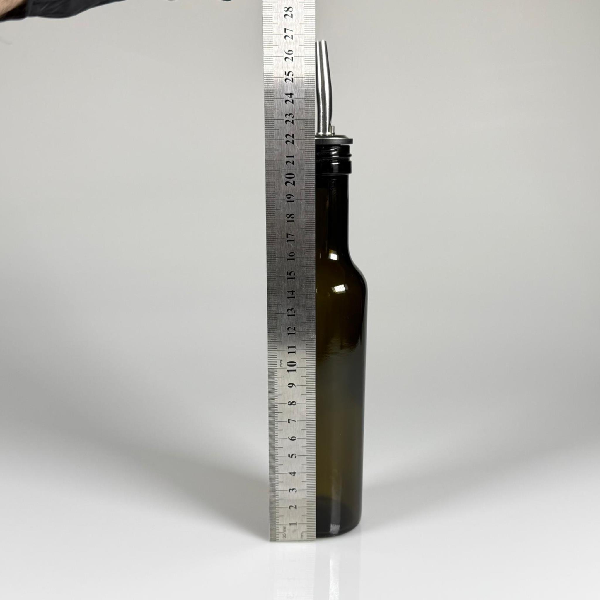 SİLİNDİR CAM YAĞLIK - 250 ML YEŞİL YUVARLAK CAM ŞİŞE + ÇELİK YAĞDANLIK TIPASI TAKIM