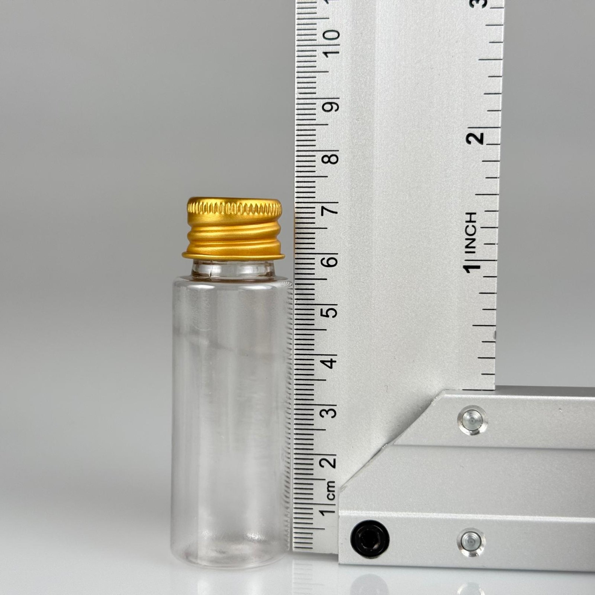 20 CC ŞEFFAF PET SHOT ŞİŞE - KÖPÜK CONTALI GOLD ALÜMİNYUM METAL KAPAKLI TAKIM - 20 ML PLASTİK ŞİŞE