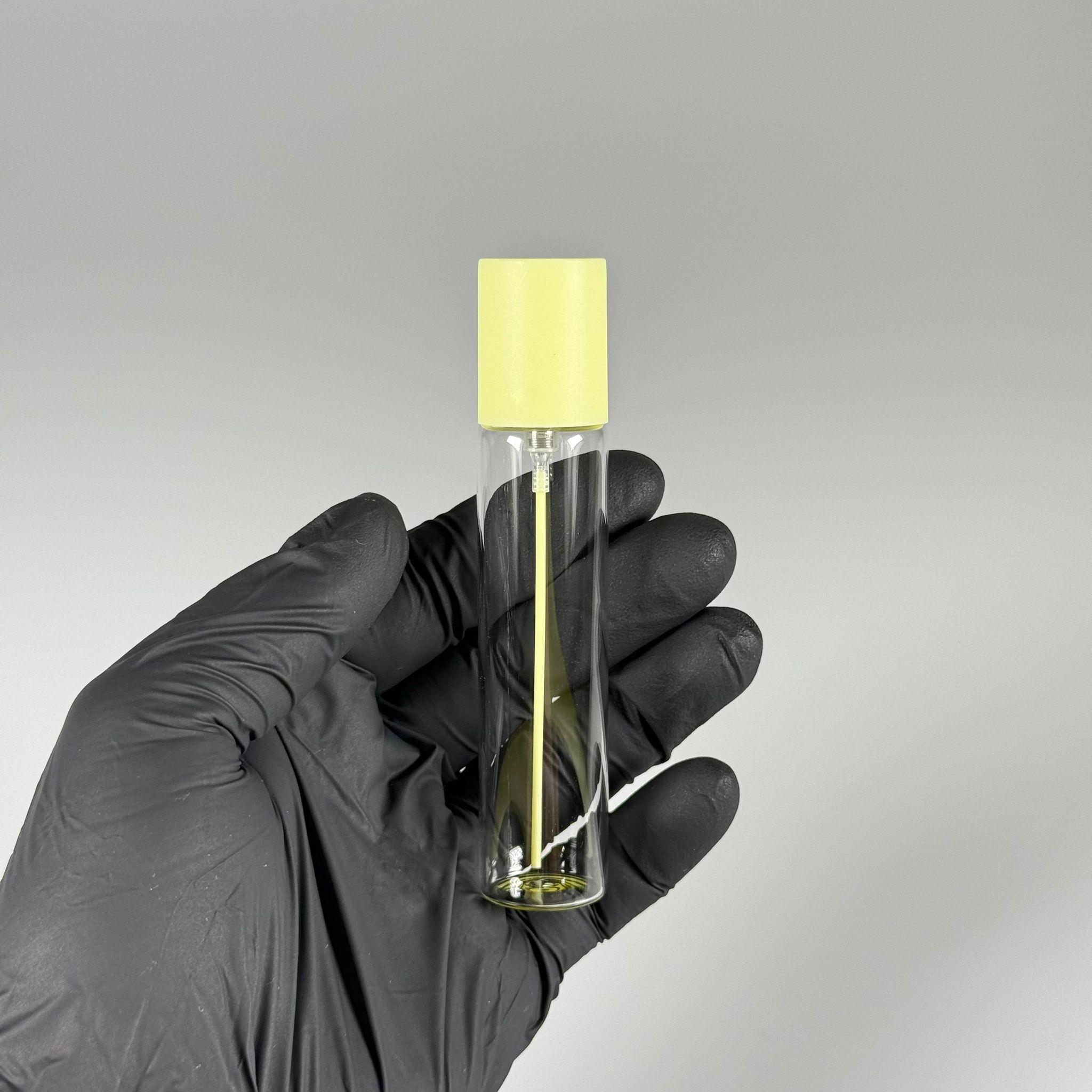 PARFÜM ŞİŞESİ 25 ML - 25 CC PARFÜM AMBALAJI VALFLİ (GEÇME AĞIZ) CAM KALEM PARFÜM İÇİN ŞİŞELERİ - SARI SPREY + KAPAKLI SET TAKIM