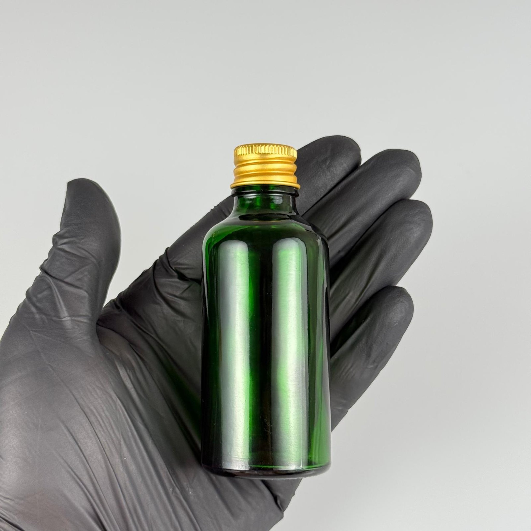 50 CC YEŞİL CAM ŞİŞE + KÖPÜK CONTALI GOLD ALÜMİNYUM METAL KAPAKLI TAKIM - 50 ML YEŞİL CAM ŞİŞE