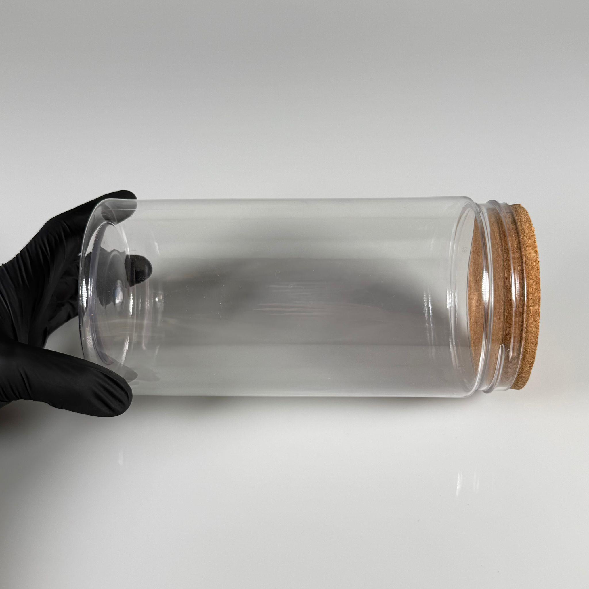 AHŞAP KAPAKLI PLASTİK SAKLAMA KABI - 1500 ML SERT PET KAVANOZ + AHŞAP MANTAR KAPAK SET - mutfak, raf düzenleyicileri