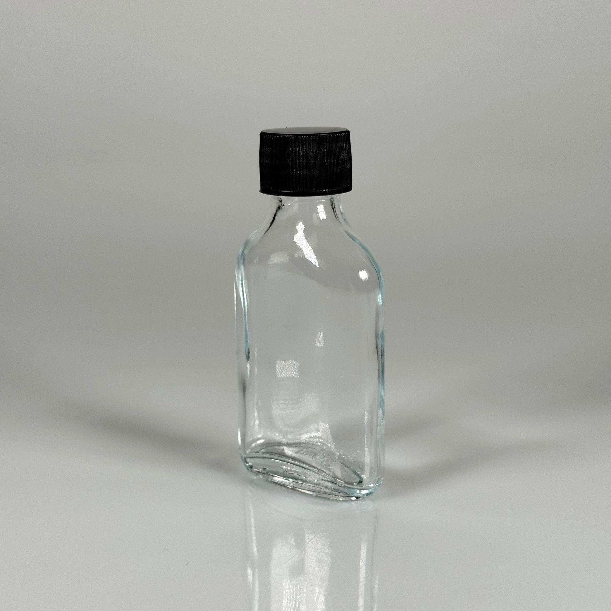 50 CC YASSI CAM ŞİŞE - SİYAH PLASTİK KAPAKLI KOLONYA TIPALI - 50 ML COLD BREW KOLONYA CAM ŞİŞESİ (TIPA İLE KULLANMAK İÇİN KAPAK CONTASI ÇIKARILIR)