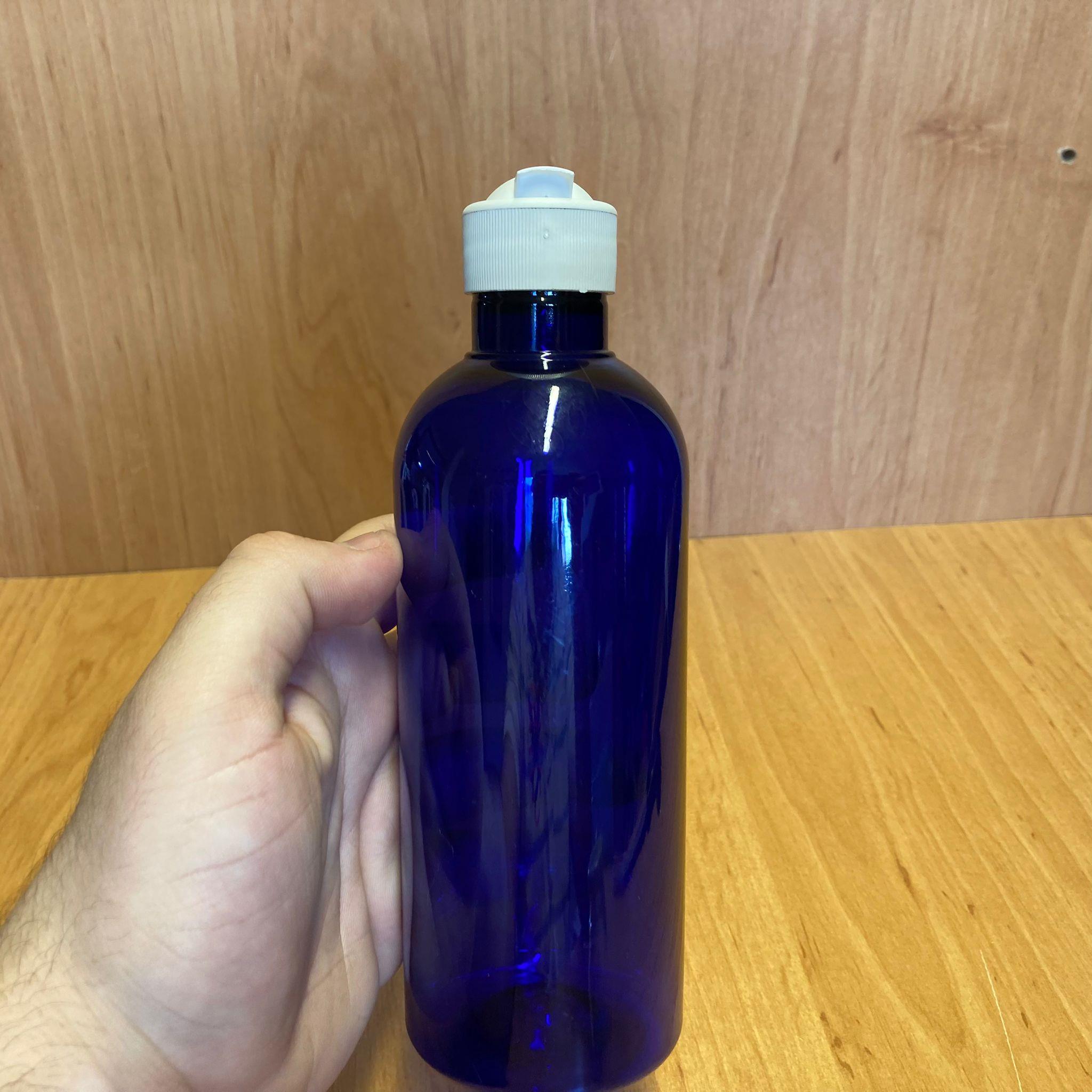 400 CC MAVİ PLASTİK ŞAMPUAN ŞİŞESİ - BEYAZ AKITICILI FLİPTOP KAPAKLI - 400 ML MAVİ BOŞ PLASTİK ŞİŞE - AÇILIR KAPANIR KAPAKLI