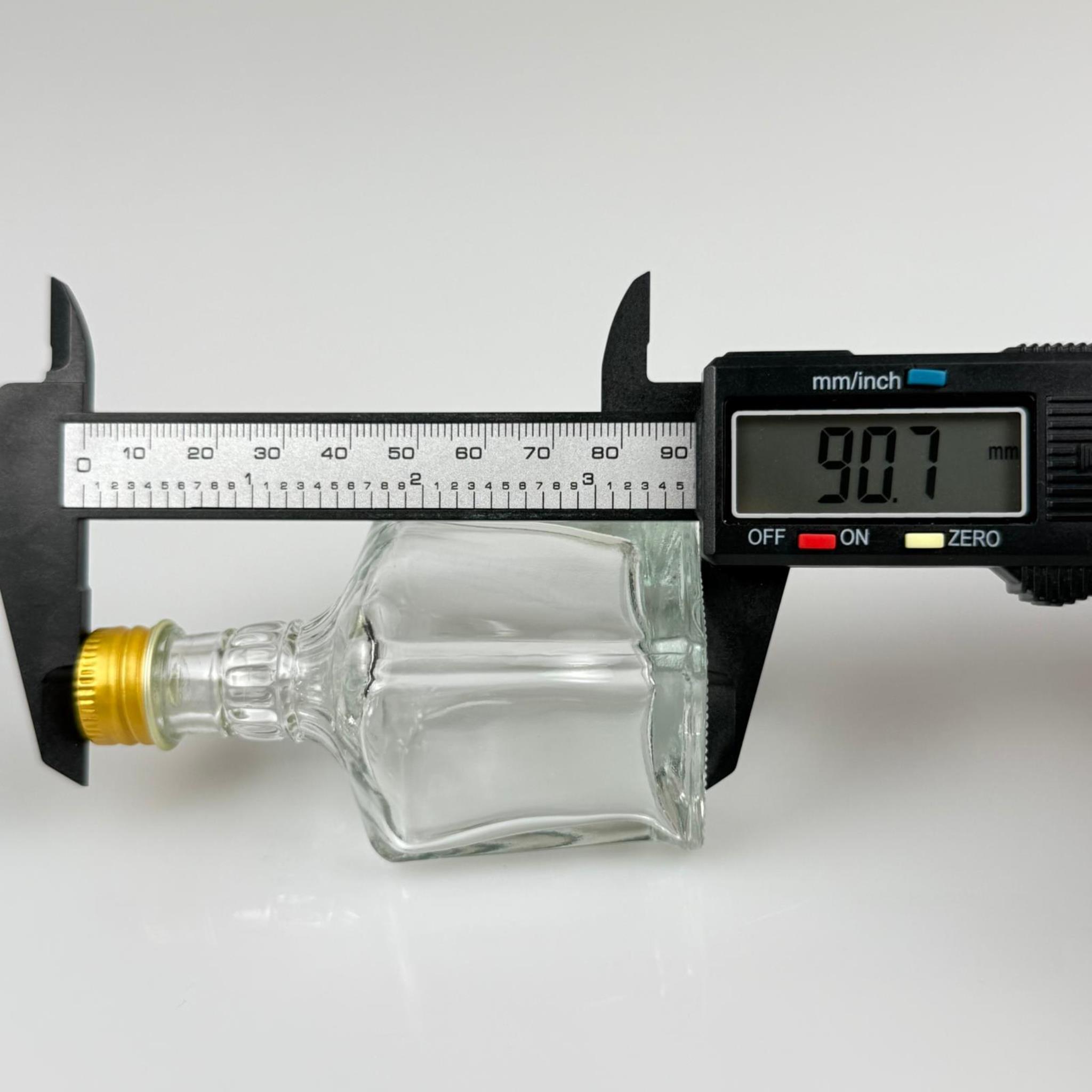 50 CC BOĞAZLI KONİK CAM ŞİŞE - GOLD METAL KAPAKLI - 50 ML PRESTİJLİ ŞİŞE