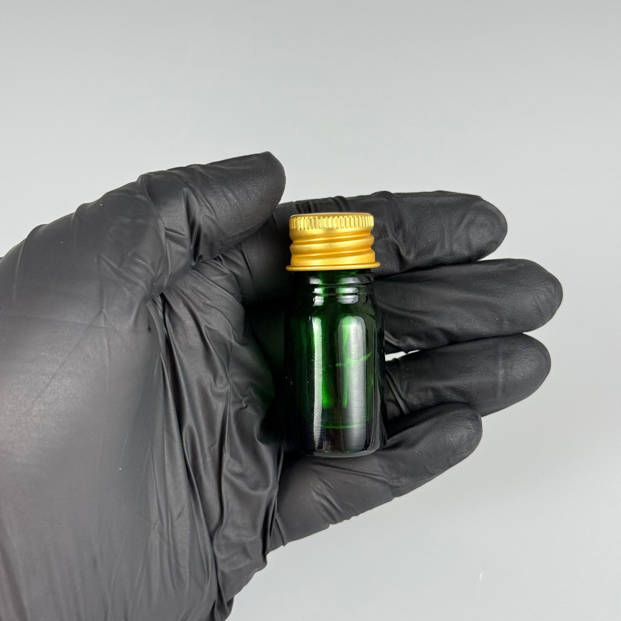 5 CC YEŞİL CAM ŞİŞE + KÖPÜK CONTALI GOLD ALÜMİNYUM METAL KAPAKLI + KÖR TIPALI TAKIM - 5 ML YEŞİL CAM ŞİŞE