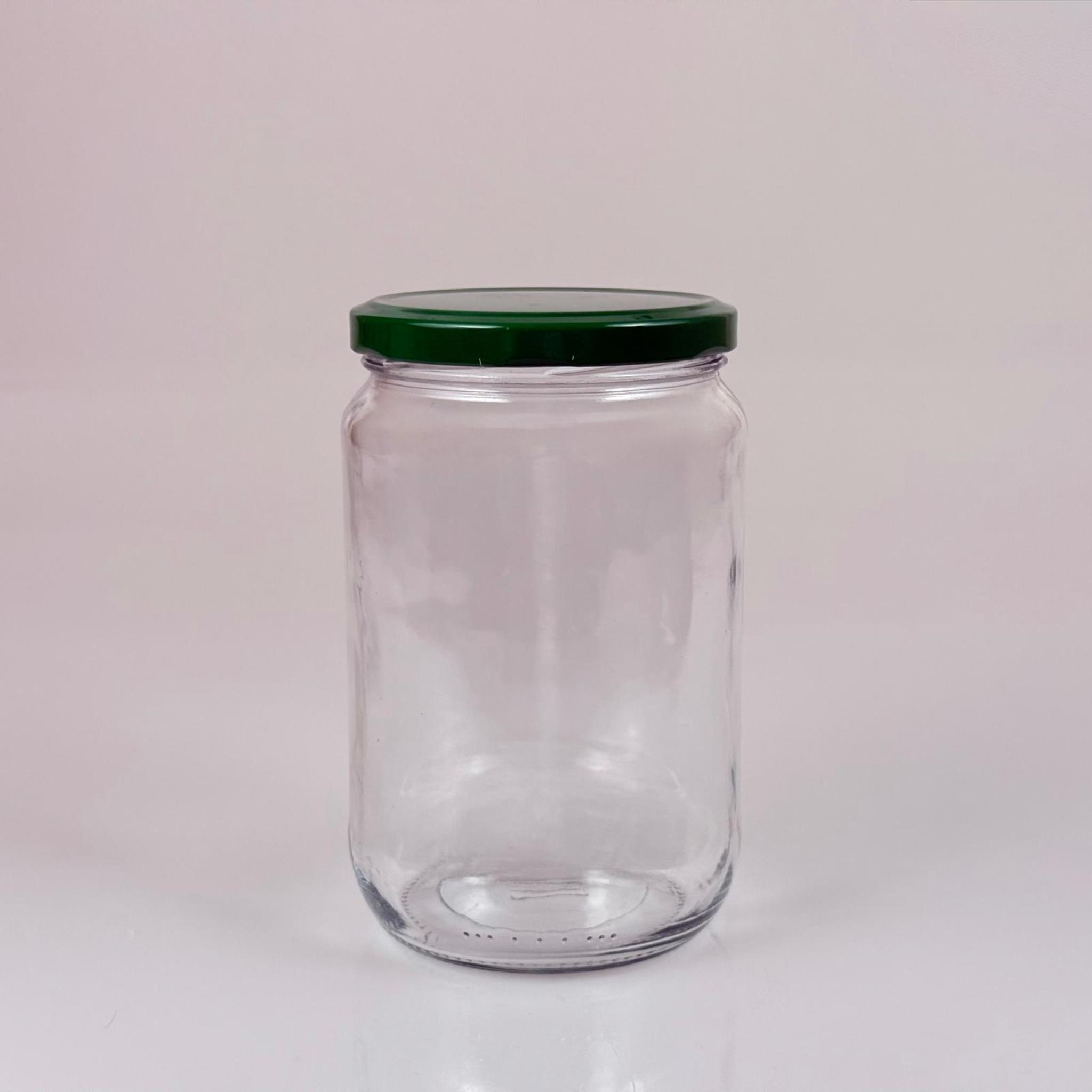 720 CC CAM KAVANOZ - KOYU YEŞİL METAL KAPAKLI - 720 ML CAM KAVANOZ