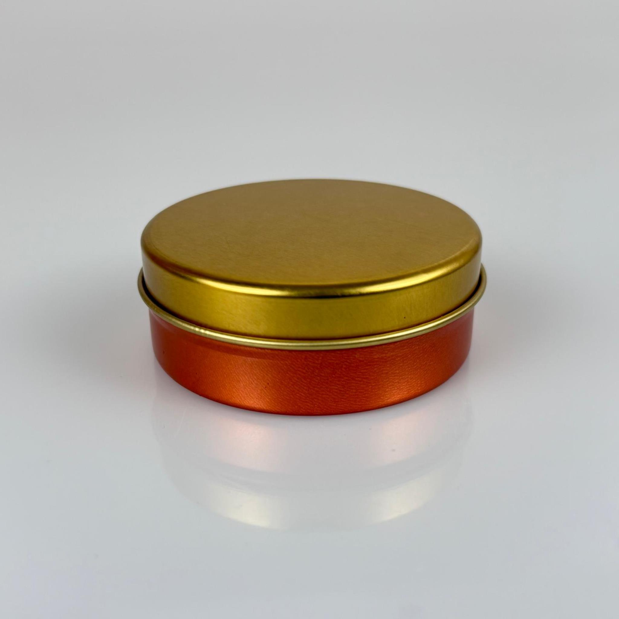 100 CC TENEKE KUTU - ROSE - GOLD KAPAKLI - METAL AMBALAJ - MUM TENEKESİ 77 X 28 MM