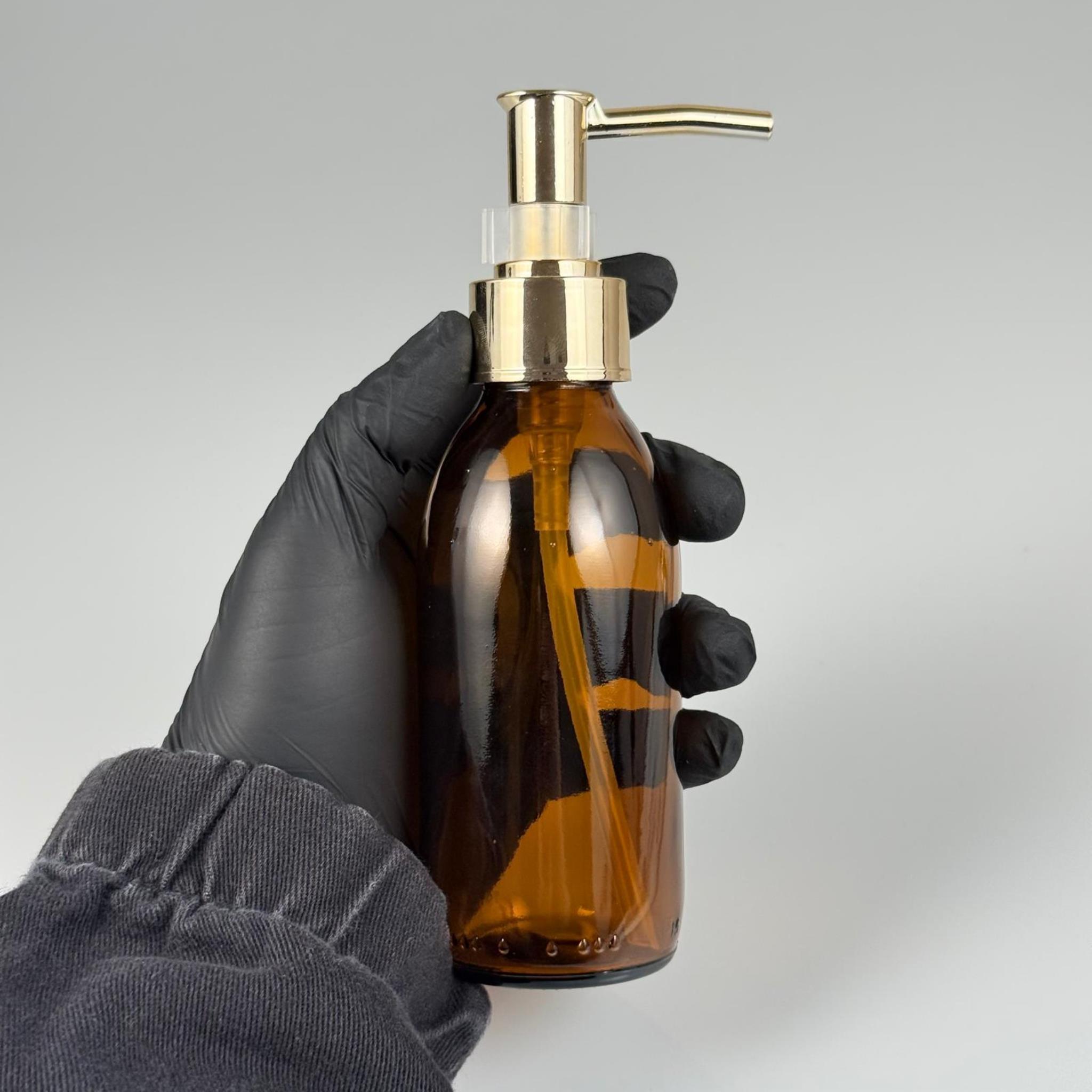 160 CC AMBER CAM ŞİŞE  - full kaplama LÜX GOLD SIVI SABUN POMPALI TAKIM - 160 ML CAM SIVI LOSYON, YAĞ ŞİŞELERİ