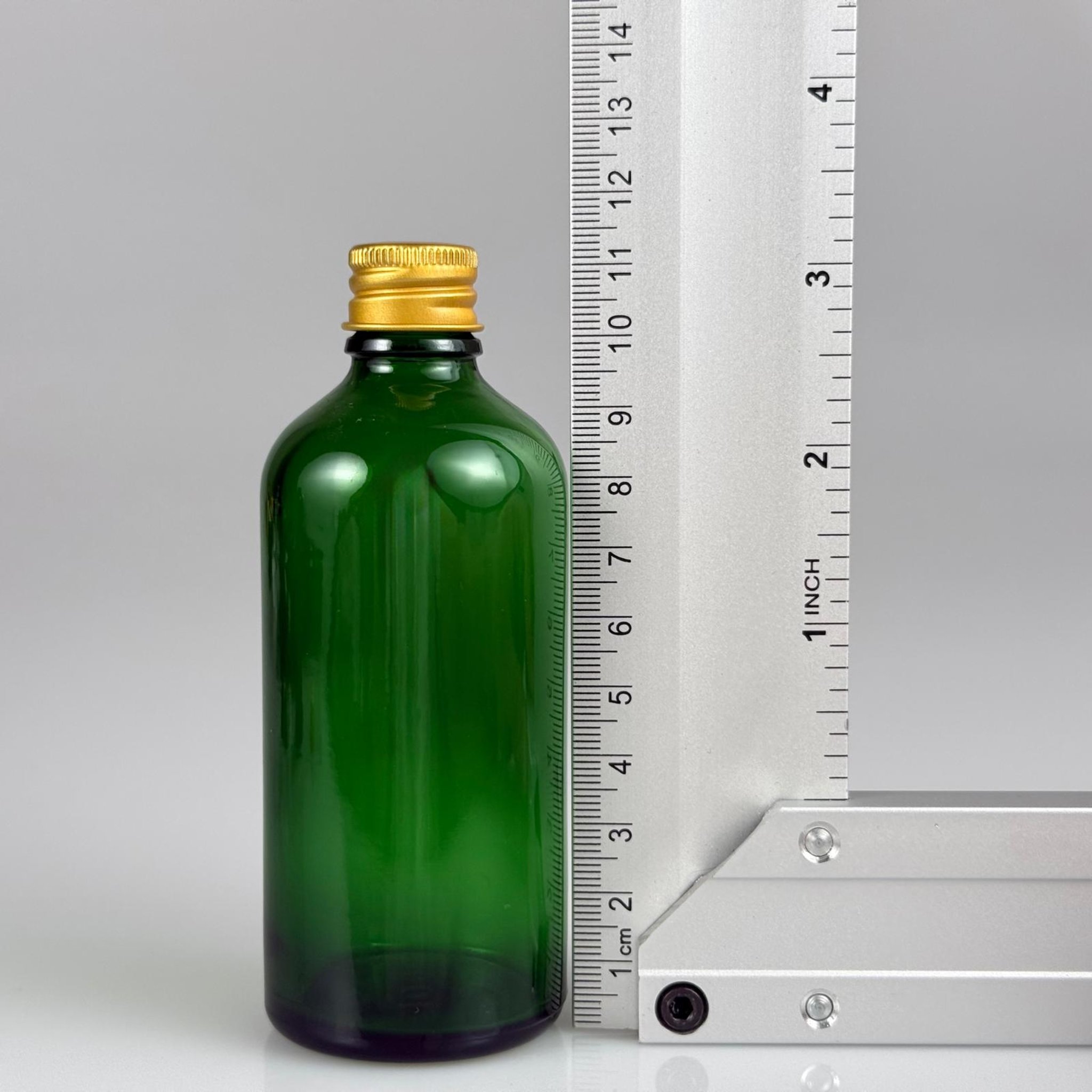 100 CC YEŞİL CAM ŞİŞE + KÖPÜK CONTALI GOLD ALÜMİNYUM METAL KAPAKLI + KÖR TIPALI TAKIM - 100 ML YEŞİL CAM ŞİŞE