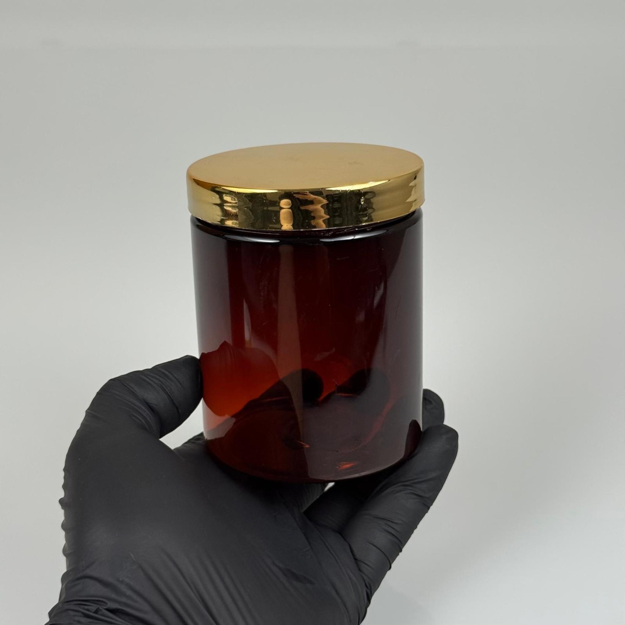 300 ML SERT PET KAVANOZ + GOLD KAPLAMALI KAPAK + İÇ TIPA - 300 CC KALIN AMBER PLASTİK KAVANOZ GOLD KAPLAMALI KAPAKLI İÇ TIPALI TAKIM - KREM KAVANOZLARI