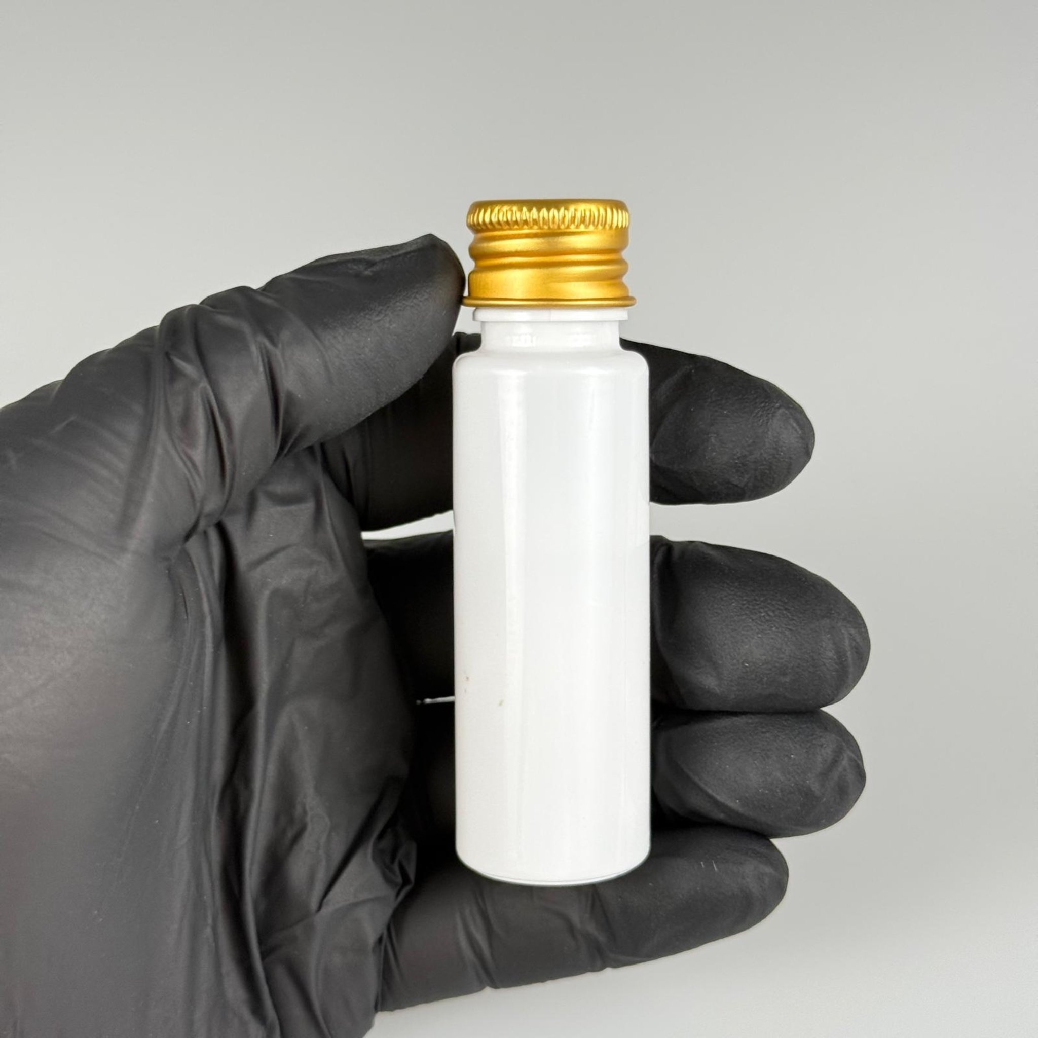 20 CC BEYAZ PET SHOT ŞİŞE - KÖPÜK CONTALI GOLD ALÜMİNYUM METAL KAPAKLI + KÖR TIPALI TAKIM - 20 ML PLASTİK ŞİŞE