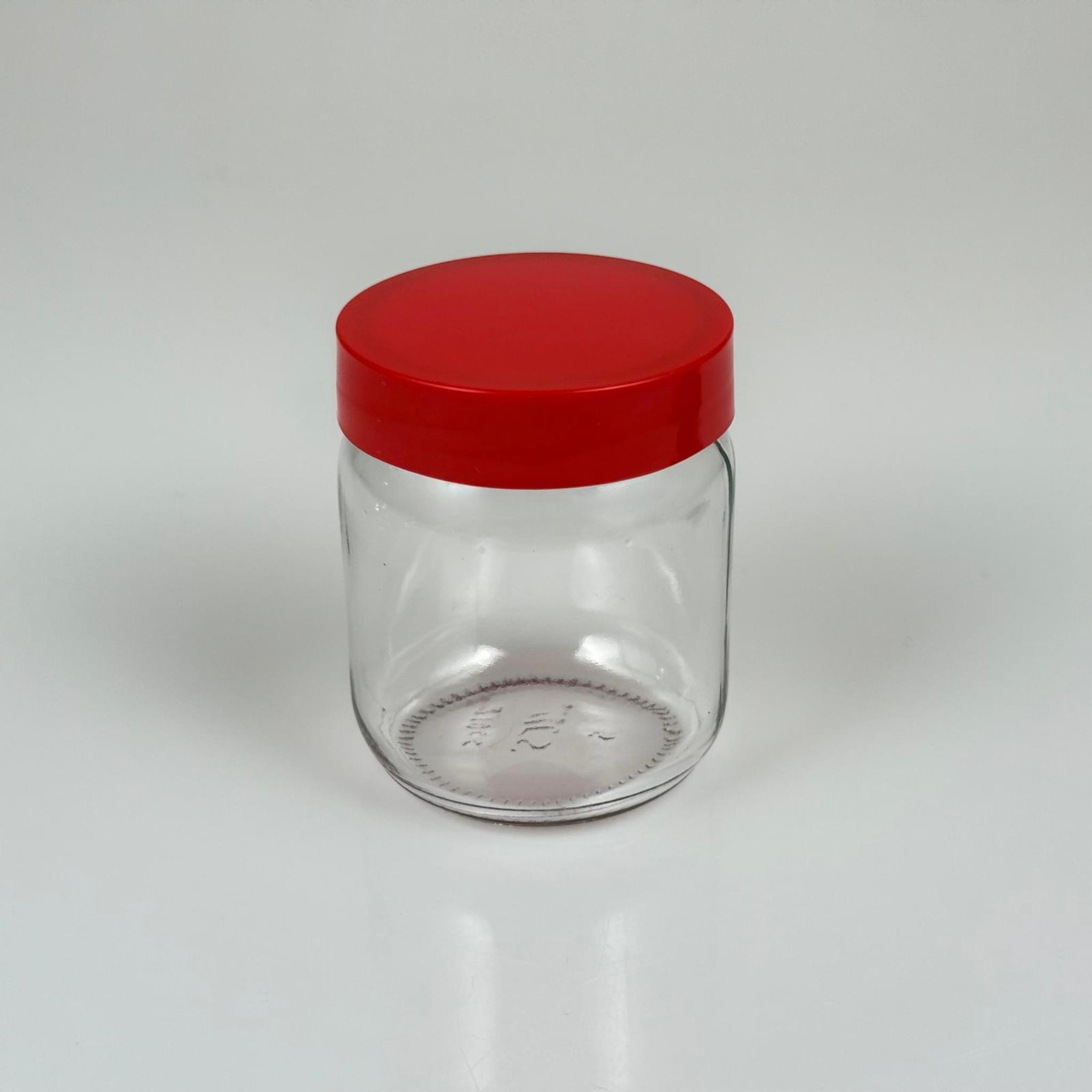 210 CC CAM KAVANOZ - KIRMIZI PLASTİK KAPAKLI - 210 ML CAM KAVANOZ