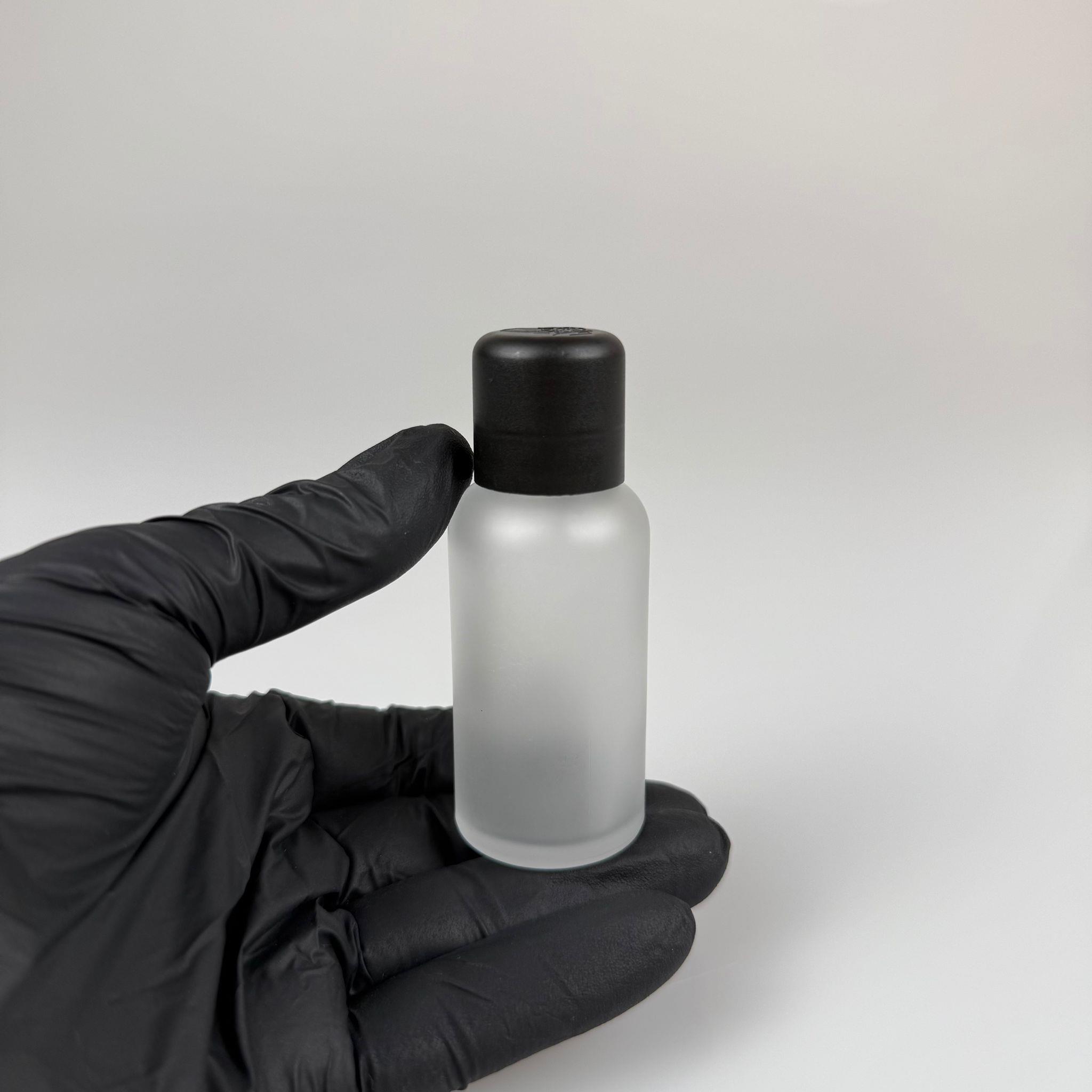 30 CC BUZLU CAM ŞİŞE + İÇTEN DAMLALIKLI ÇOCUK KİLİTLİ SİYAH KAPAK - BUZLU 30 ML KİLİT KAPAKLI DAMLATMALI ŞİŞE