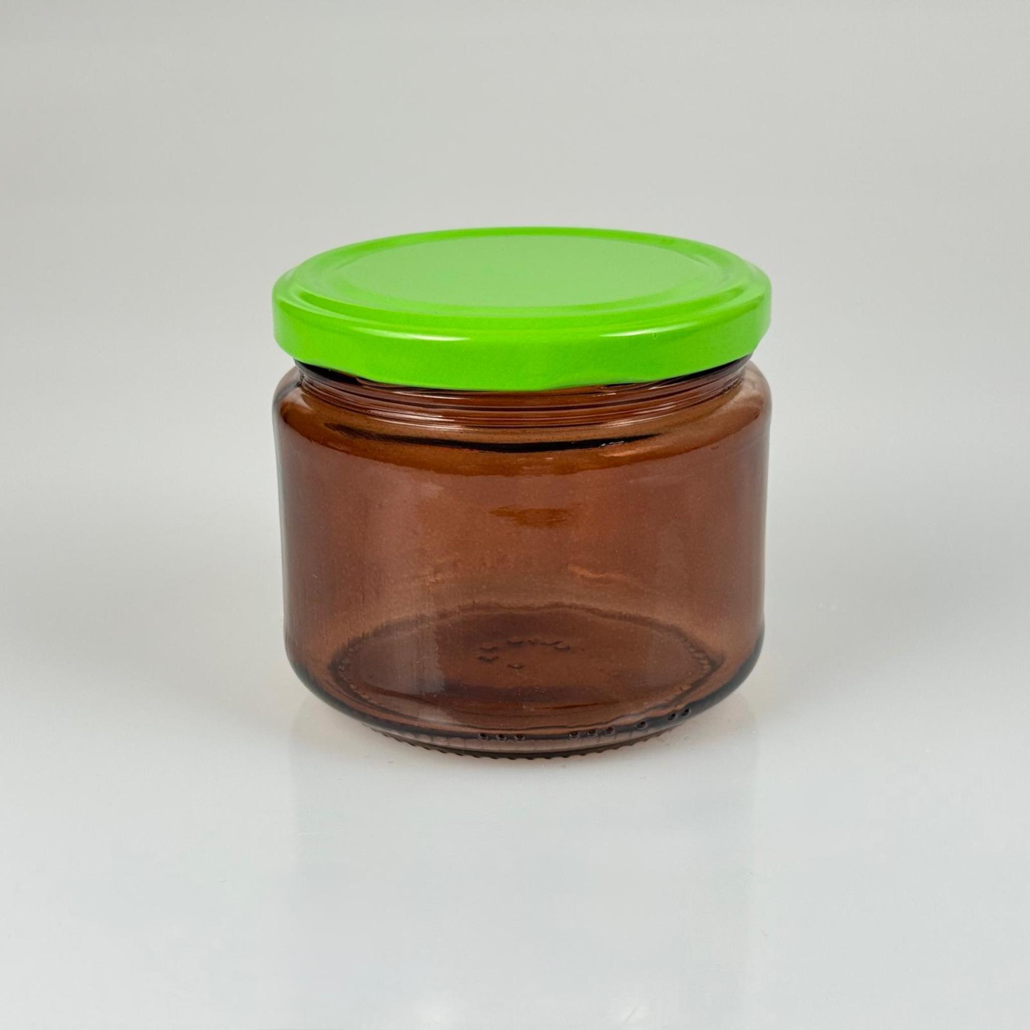 300 CC AMBER CAM KAVANOZ - AÇIK YEŞİL METAL KAPAKLI - 300 ML KAHVERENGİ KAVANOZ - MUM KAVANOZU (KARGODA ÇİZİLEBİLİR - İADESİ YOKTUR)