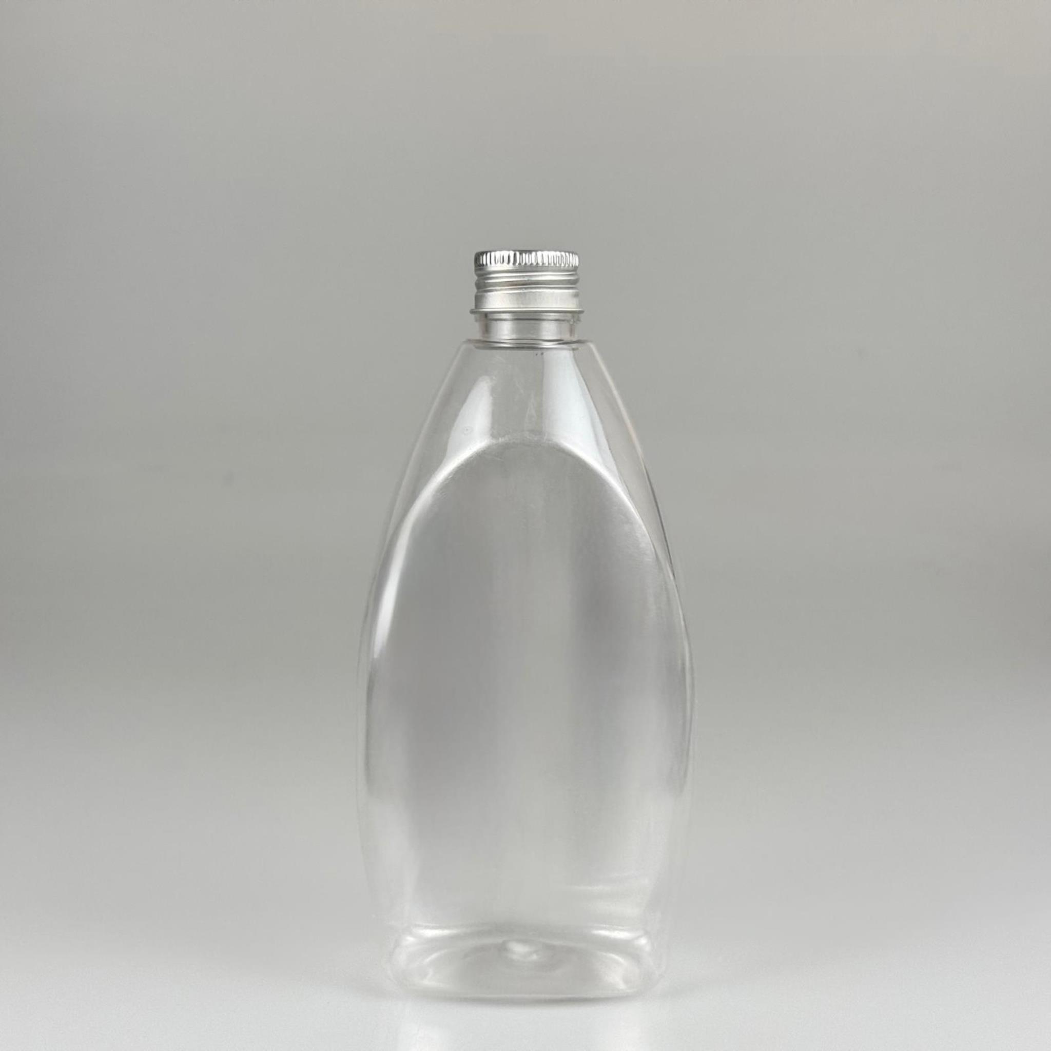 400 CC YASSI PET SIVI SABUN ŞİŞESİ (AĞIZ ÇAPI 24 MM) + KÖPÜK CONTALI GÜMÜŞ METAL ALÜMİNYUM KAPAKLI - 400 ML YASSI PET ŞİŞE
