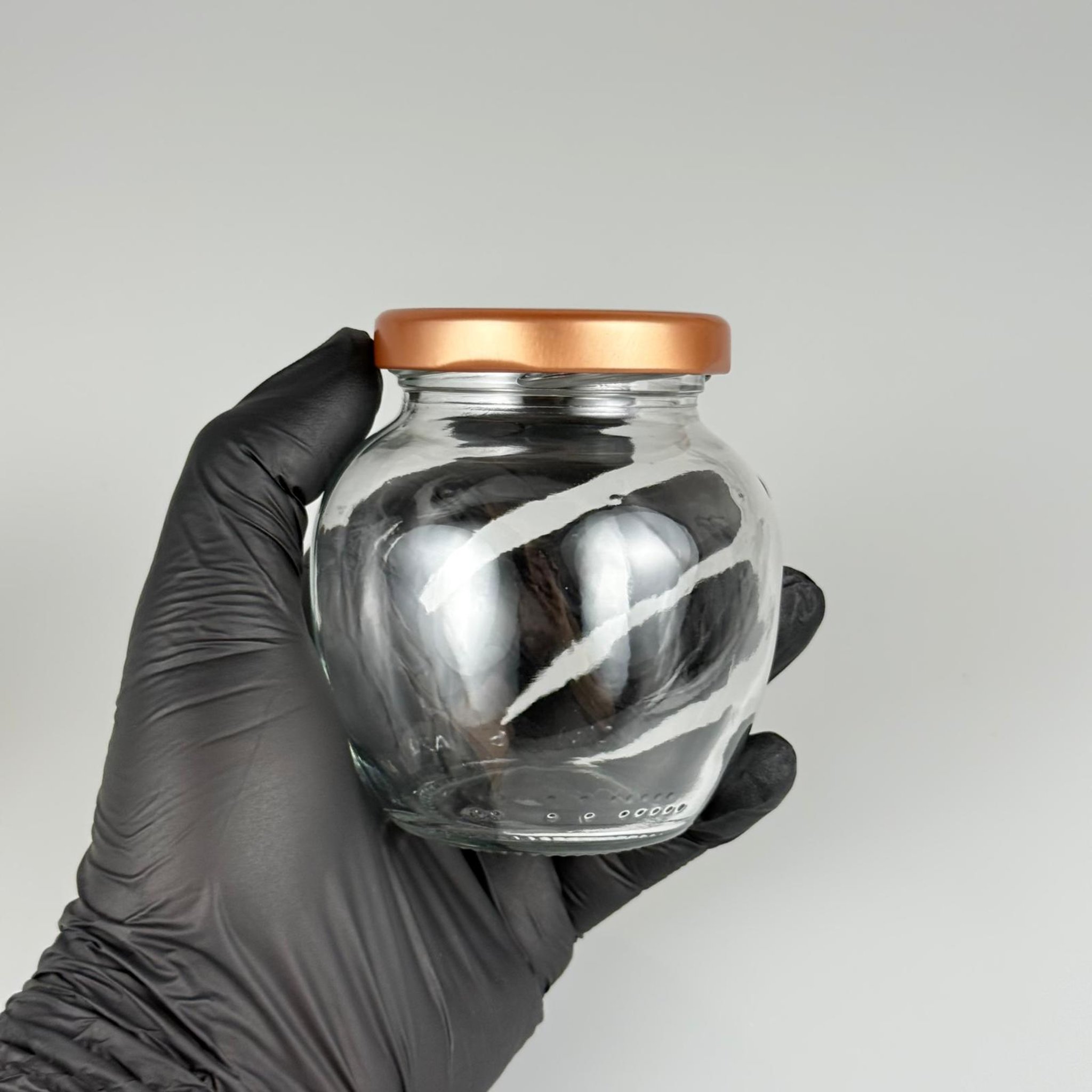 210 CC YUMURTA KAVANOZ - BRONZ METAL KAPAKLI - 210 ML OVAL TİP CAM KAVANOZ