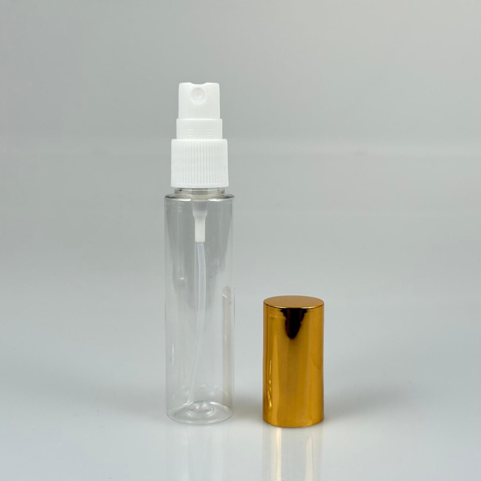 35 ML PET KOLONYA, PARFÜM VB ŞİŞELERİ - METAL ALÜMİNYUM GOLD KAPAK + VİDALI SPREY + 35 CC ŞİŞE SET TAKIM