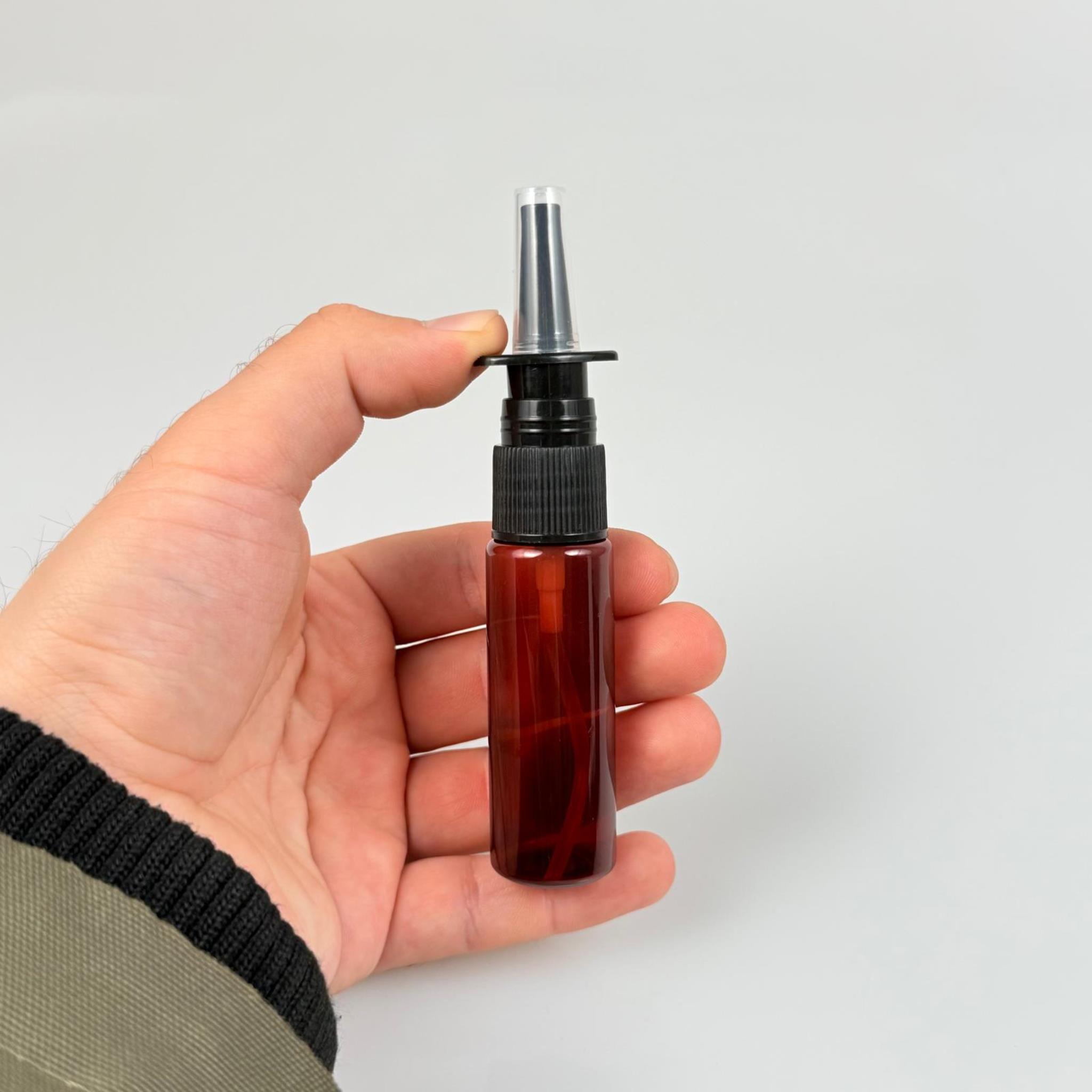 20 CC AMBER PET ŞİŞE- SİYAH NAZAL BURUN SPREYLİ 20 ML PLASTİK ŞİŞE