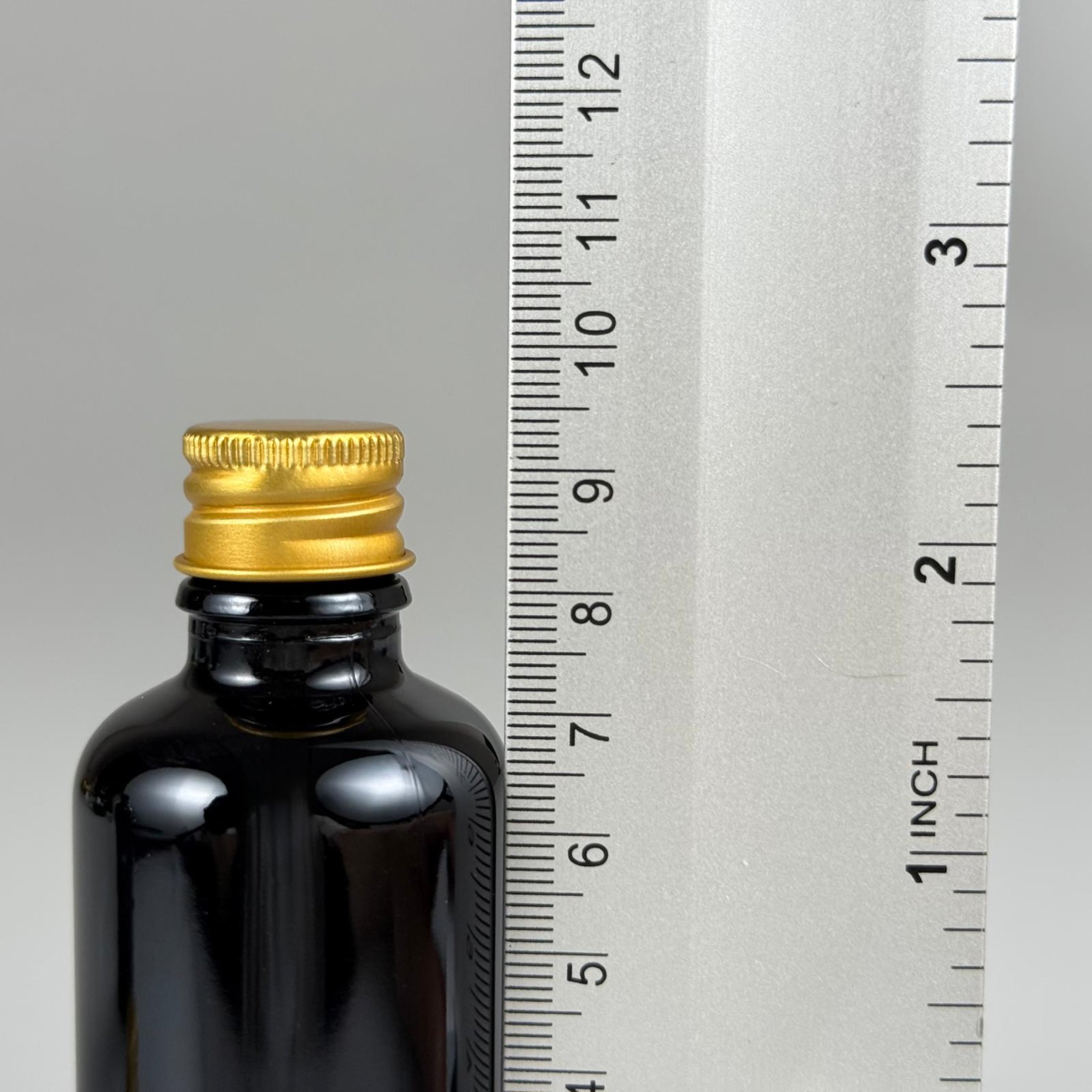 50 CC SİYAH CAM ŞİŞE + KÖPÜK CONTALI GOLD ALÜMİNYUM METAL KAPAKLI + KÖR TIPALI TAKIM - 50 ML SİYAH CAM ŞİŞE
