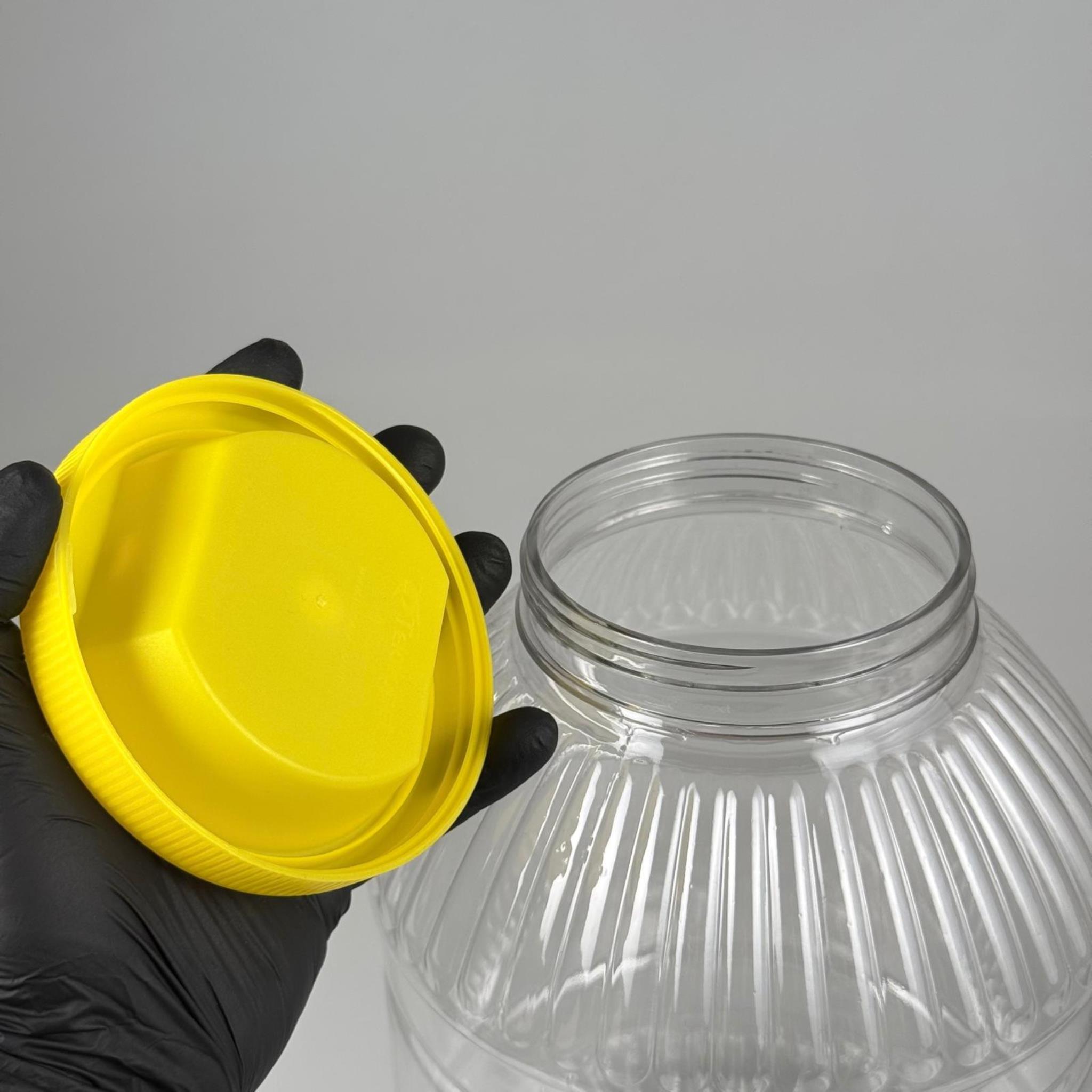 5 LİTRE PET KAVANOZ - SARI KAPAKLI - PLASTİK KAVANOZ - 5 LT PET BİDON - 5000 CC YUVARLAK KAVANOZ 100 MM AĞIZ- TURŞU, ZEYTİN VB İÇİN BOŞ PLASTİK BİDONLARI