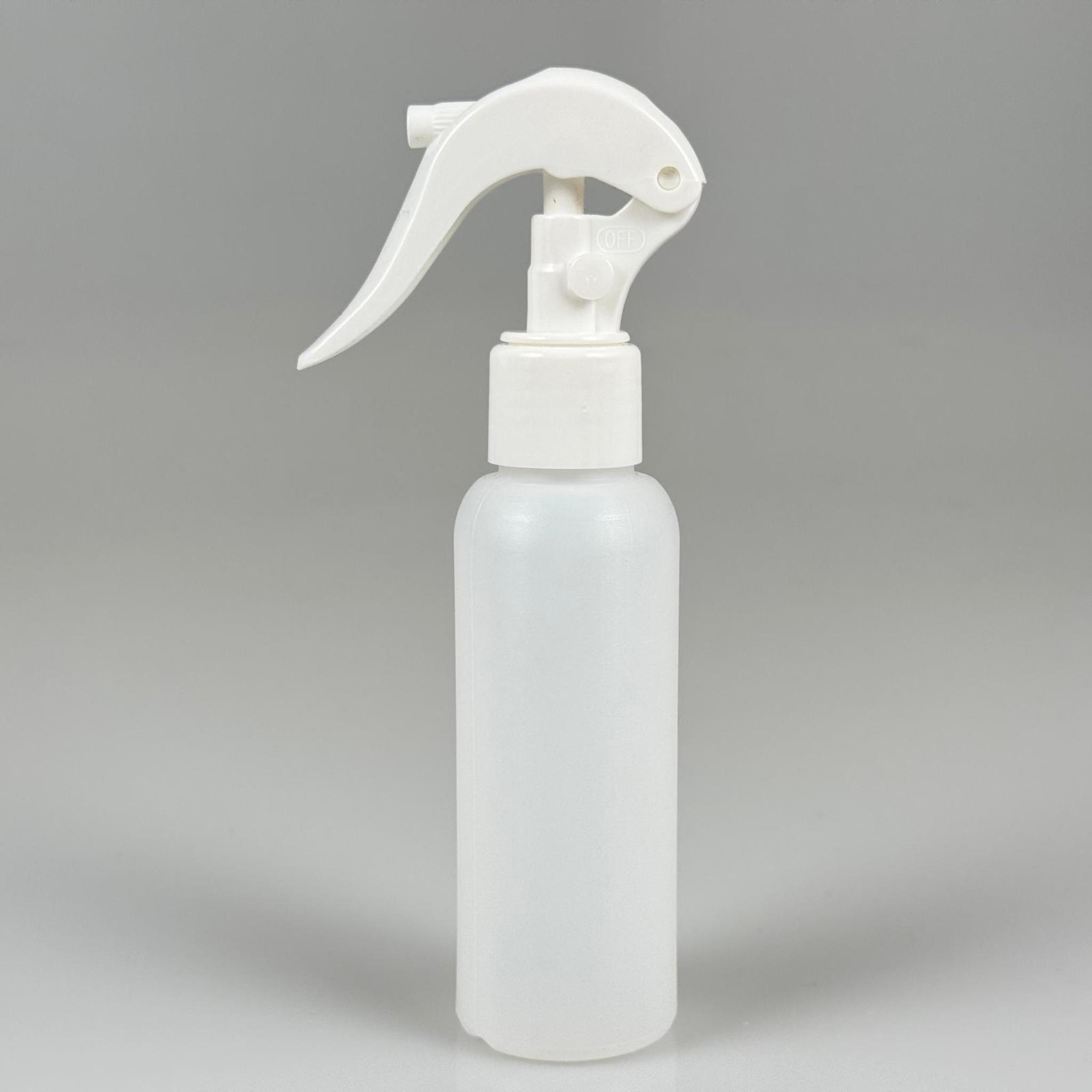 100 CC NATÜREL SERT POLİETİLEN ŞİŞE + BEYAZ TRİGER SPREYLİ ( 24 MM ) - 100 ML BEYAZ SPREYLİ SERT POLİETİLEN ŞİŞE