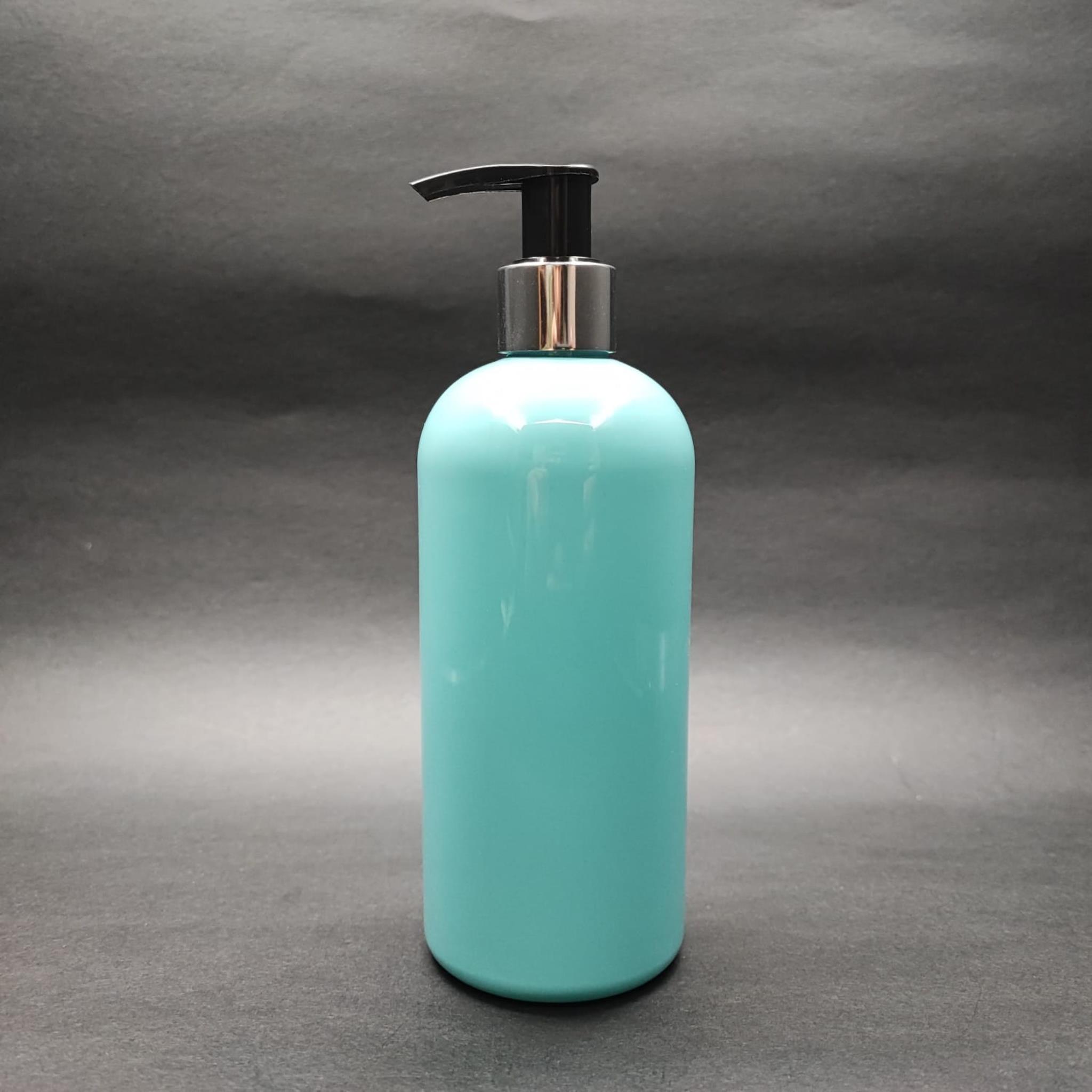 400 CC OVAL BOYUNLU SİLİNDİR PET ŞİŞE (30 GR) - GÜMÜŞ POMPALI - 400 ML PLASTİK ŞİŞE - TURKUAZ