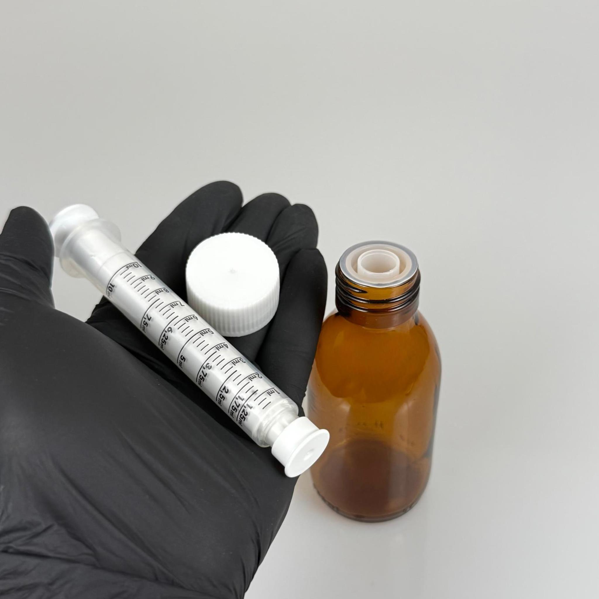 100 ML CAM ECZA ŞİŞESİ + 10 ML DOZAJ PİPETİ + DOZAJ TIPASI + CONTALI PLASTİK KAPAK TAKIM