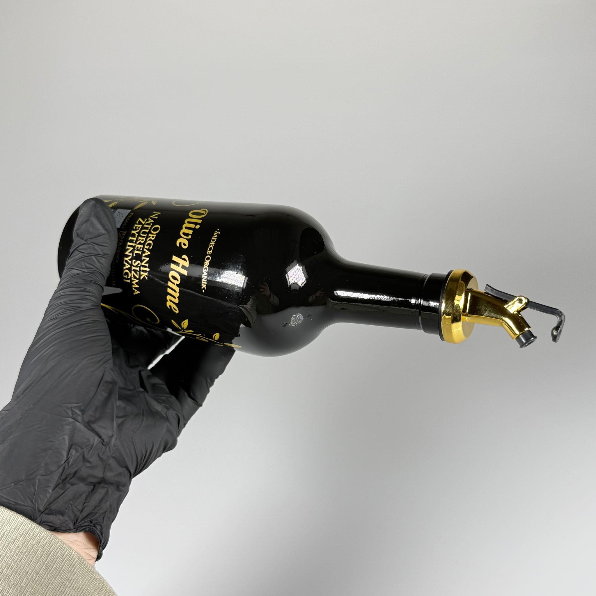 500 CC SİYAH OLİVE YAZI CAM ZEYTİNYAĞ ŞİŞESİ - GOLD YAĞDANLIK TIPALI - 500 ML YAĞDANLIK BASKILI CAM ŞİŞE
