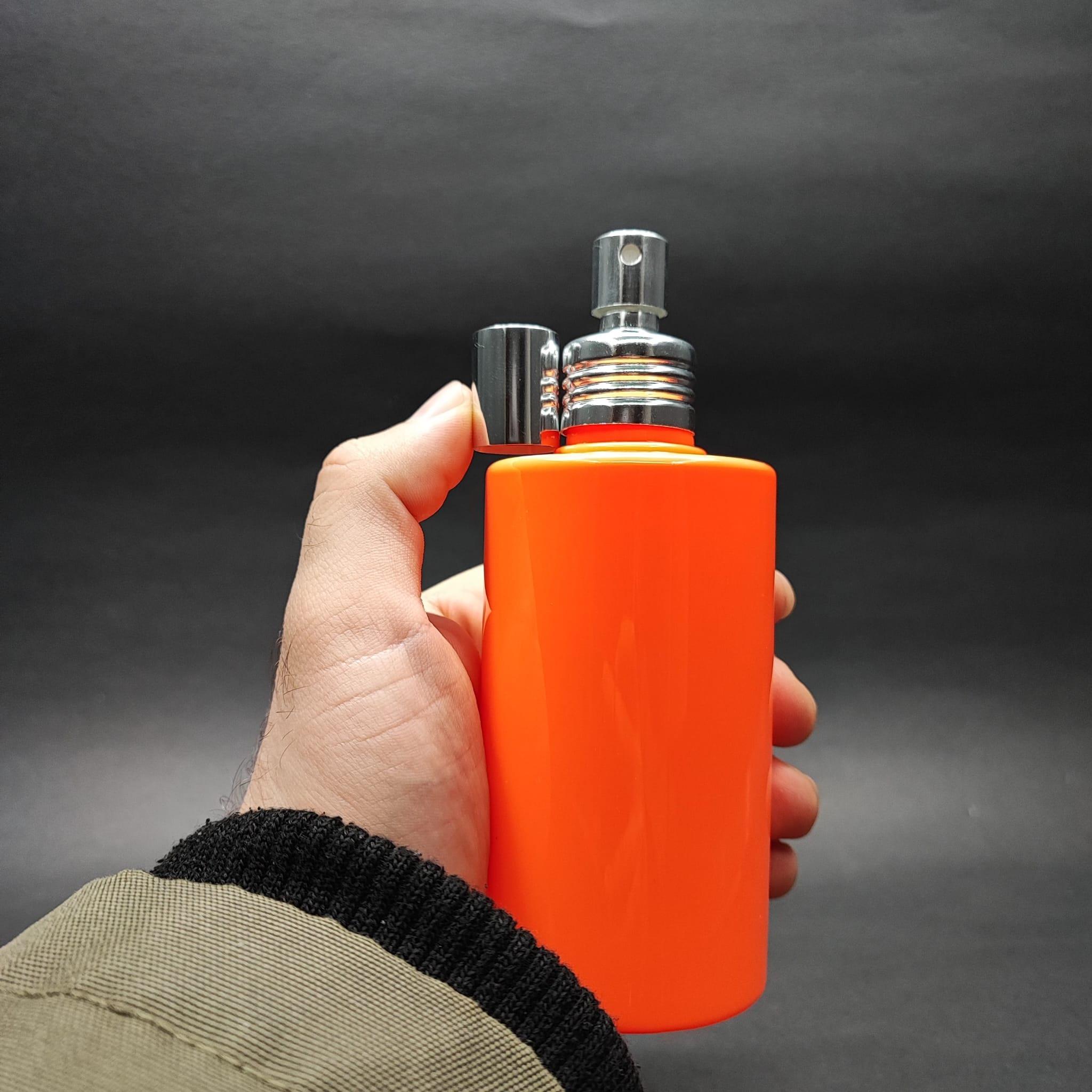 200 CC KÜT BOYUNLU SİLİNDİR PET ŞİŞE (24 GR) - GÜMÜŞ METAL SPREYLİ - 200 ML PLASTİK ŞİŞE - TURUNCU