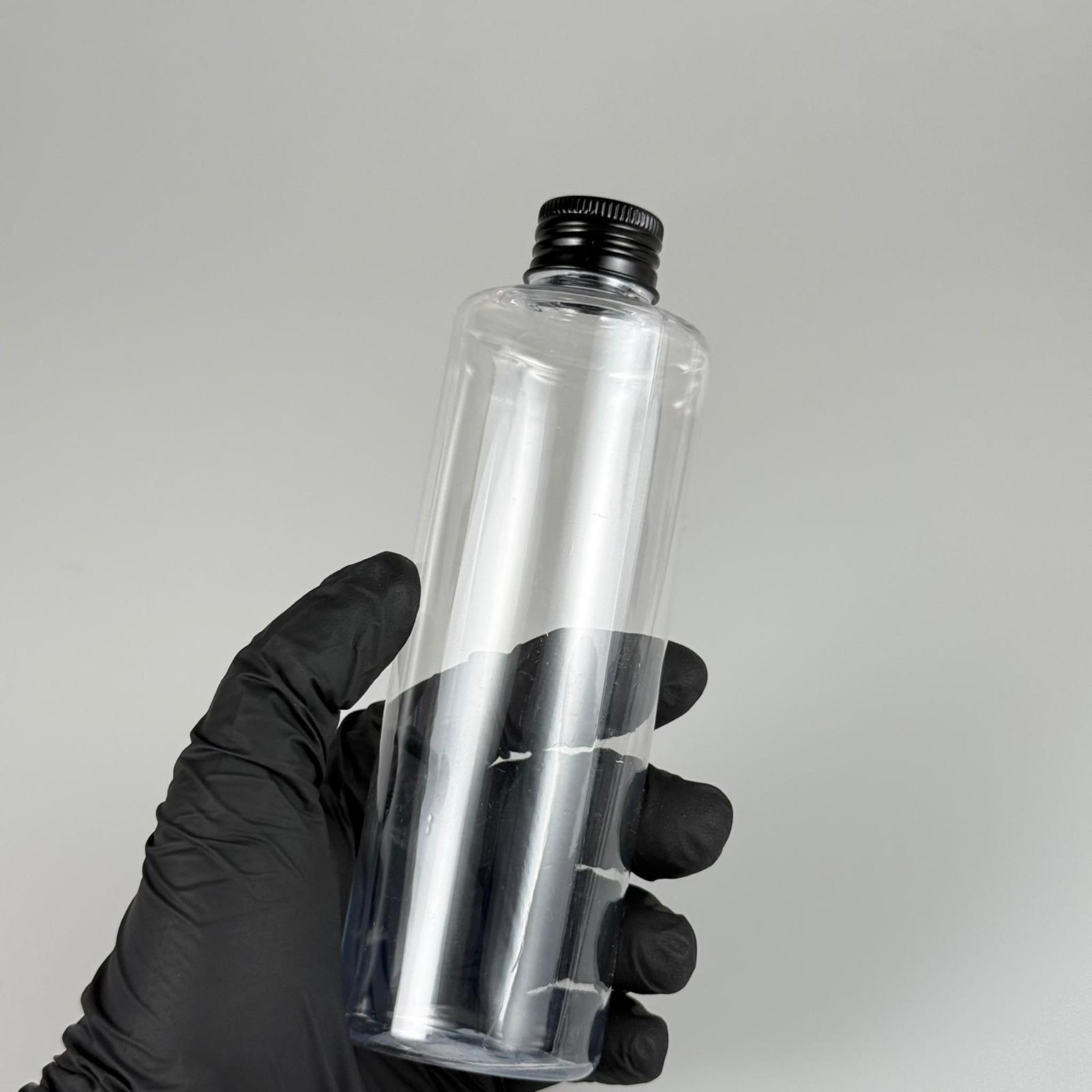 250 CC ŞEFFAF SİLİNDİR MODEL PLASTİK ŞİŞE (24 AĞIZ) + KÖPÜK CONTALI SİYAH METAL ALÜMİNYUM KAPAK - 250 ML KAPAKLI PLASTİK ŞİŞELER