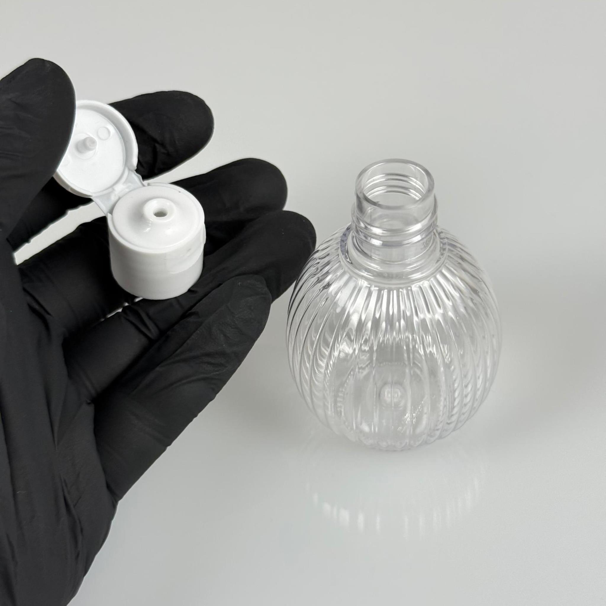 50 CC TOP ÇİZGİLİ DESENLİ 18 MM BEYAZ FLİPTOP KAPAKLI PET ŞİŞE - 50 ML TOP MODEL ÇİZGİLİ FLİPTOP KAPAKLI PLASTİK ŞİŞE