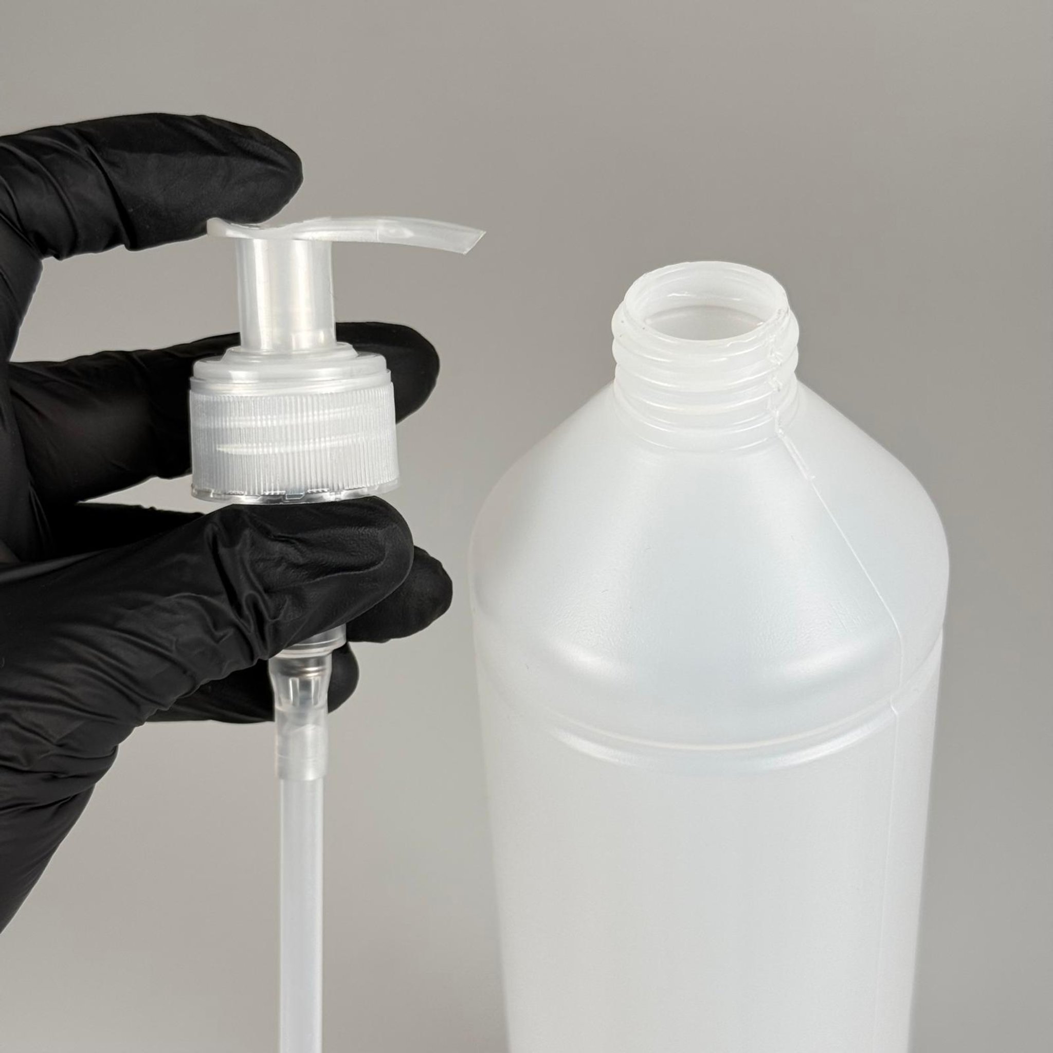 1000 CC UZUN TİNER ŞİŞESİ - ŞEFFAF SIVI SABUN POMPALI - 1000 ML KİMYASALA DAYANIKLI PLASTİK ŞİŞE - 1 LT POLİETİLEN ŞİŞE