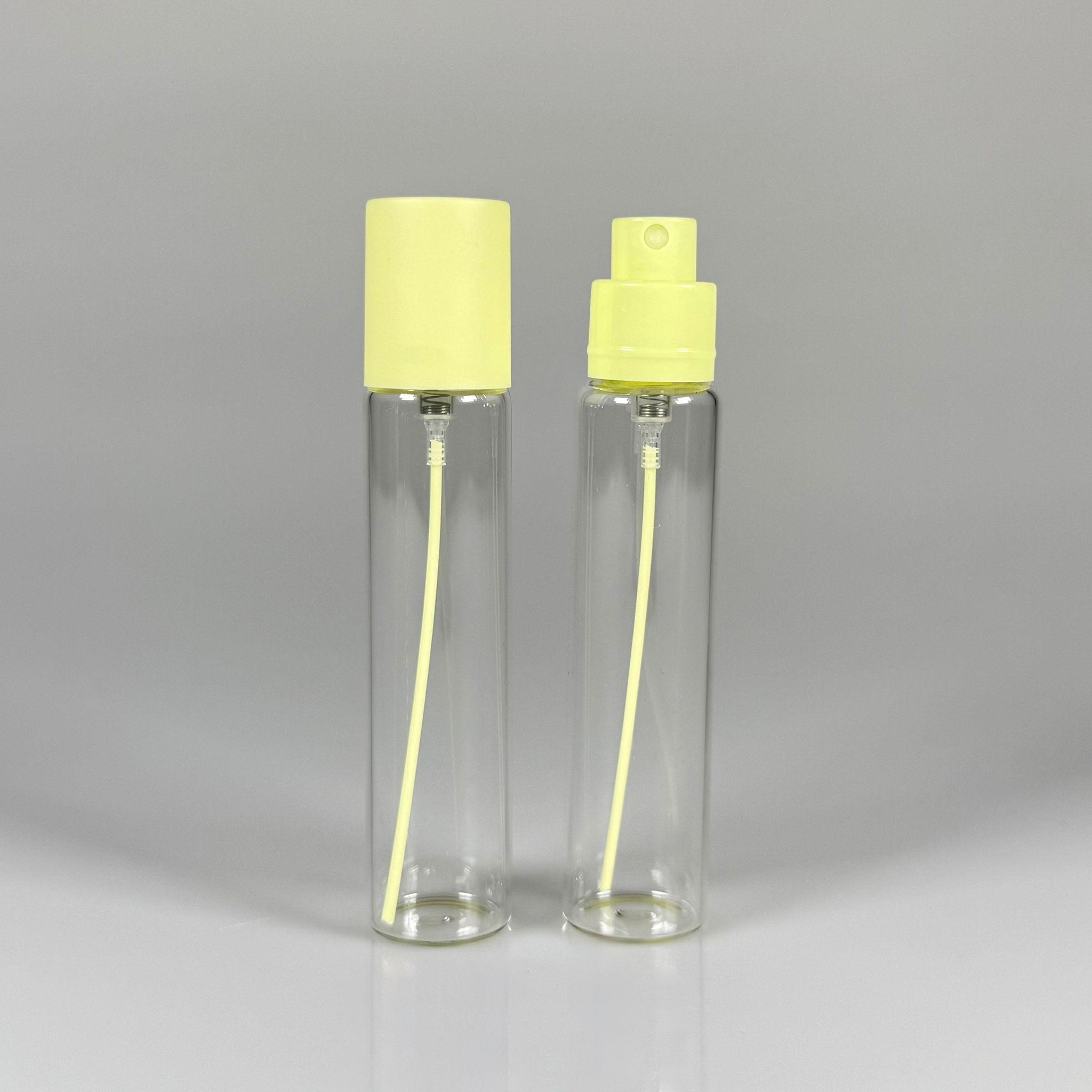 PARFÜM ŞİŞESİ 25 ML - 25 CC PARFÜM AMBALAJI VALFLİ (GEÇME AĞIZ) CAM KALEM PARFÜM İÇİN ŞİŞELERİ - SARI SPREY + KAPAKLI SET TAKIM