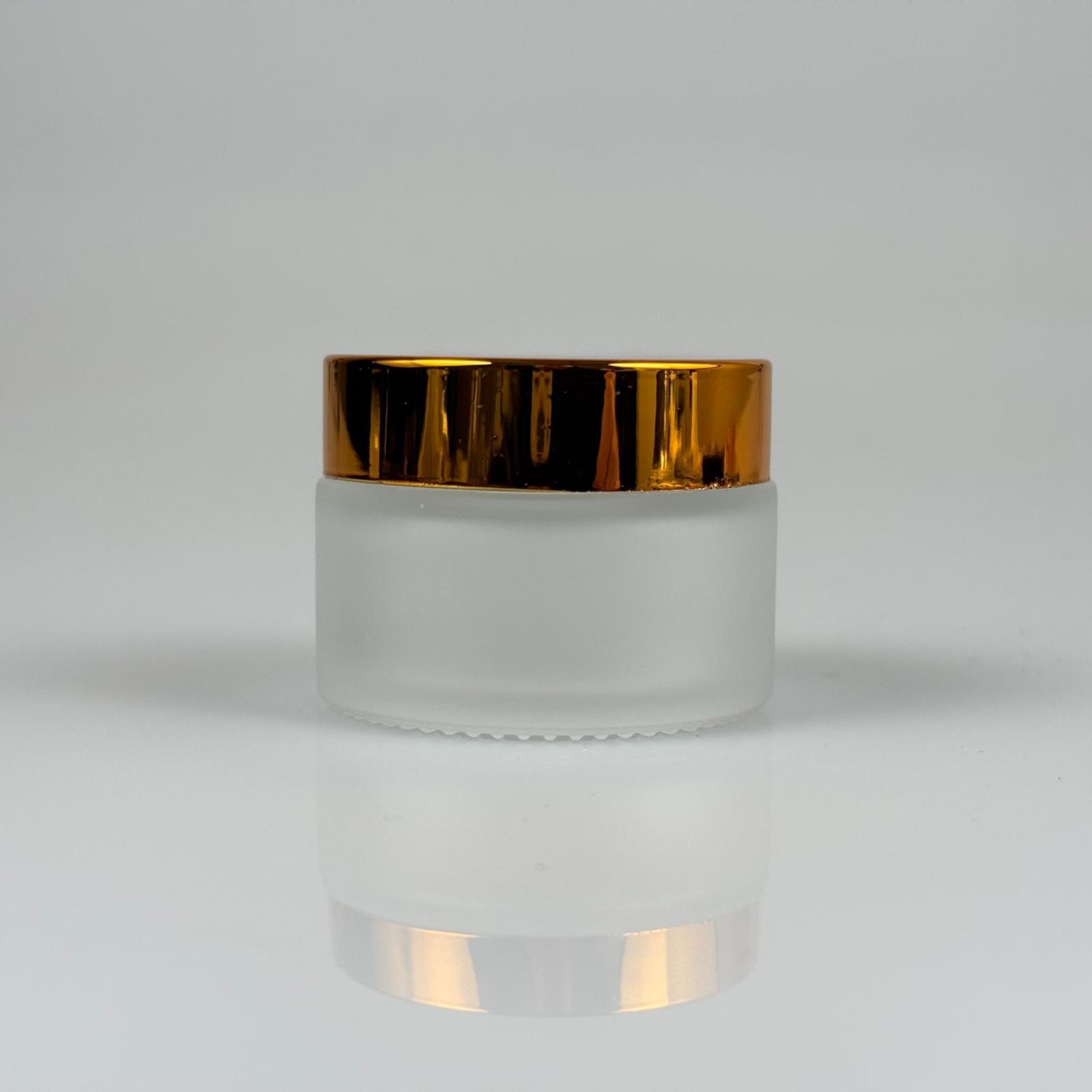 30 CC BUZLU CAM KREM KAVANOZU + GOLD KAPAK + İÇ TIPA - 30 ML Kozmetik ve Bakım Ürünleri İçin Cam Kavanozları