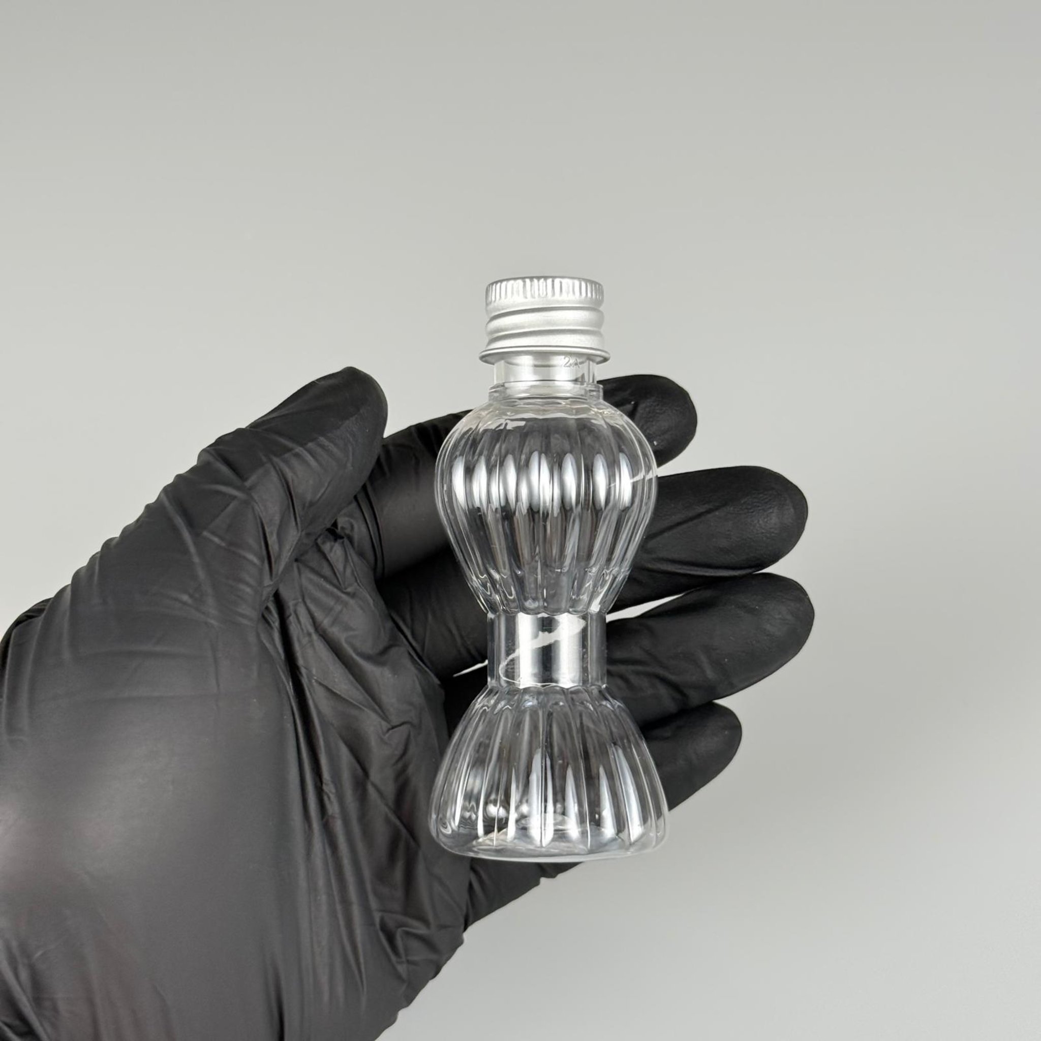 40 CC MİNİ PIRLANTA ŞİŞE + KÖPÜK CONTALI GÜMÜŞ ALÜMİNYUM METAL KAPAKLI TAKIM - 40 ML CAMPET ŞİŞE