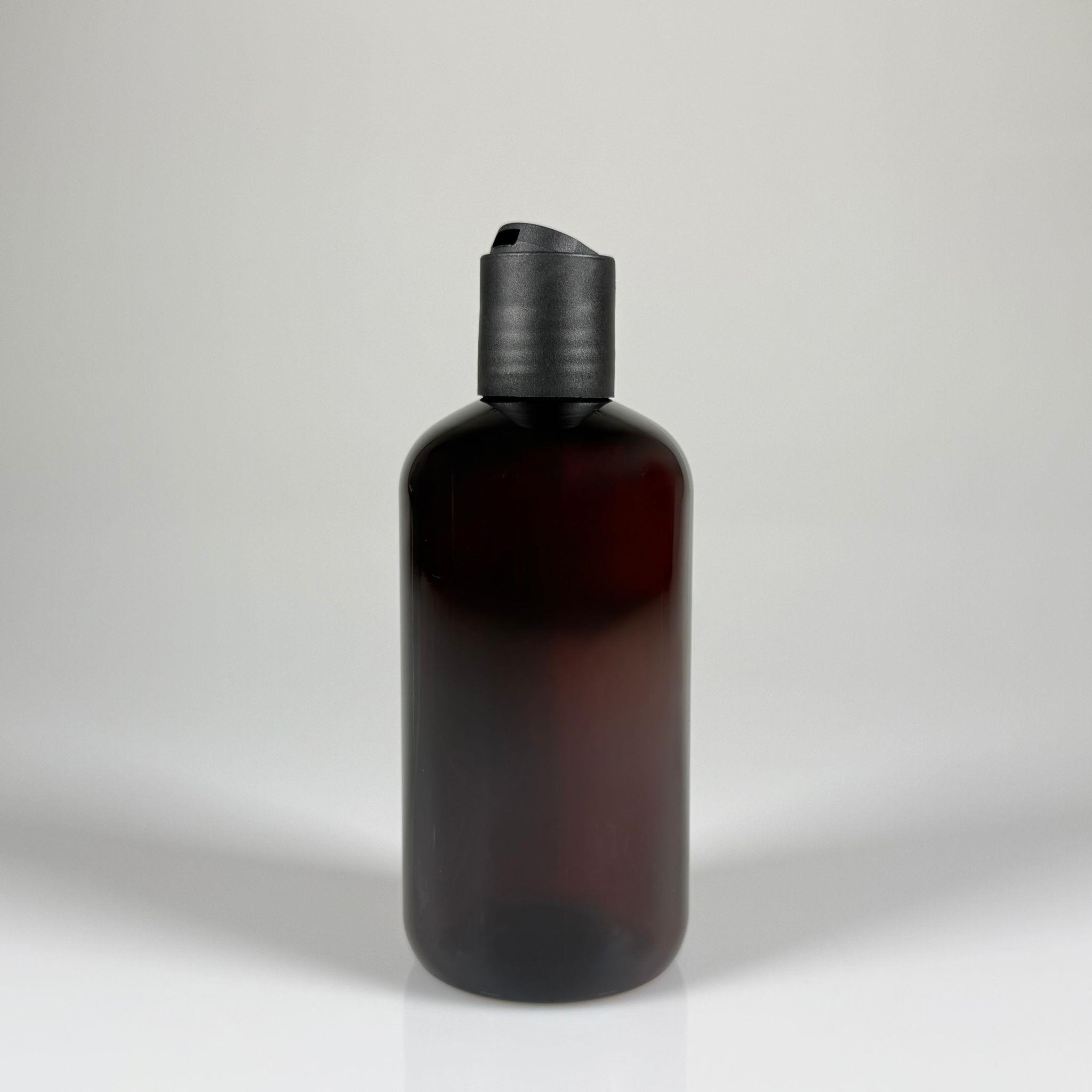 250 CC AMBER PLASTİK ŞİŞE ZEYNEP MODEL - SİYAH DİSKTOP AKITICILI KAPAKLI - 250 ML TOMBUL ŞAMPUAN PET ŞİŞE