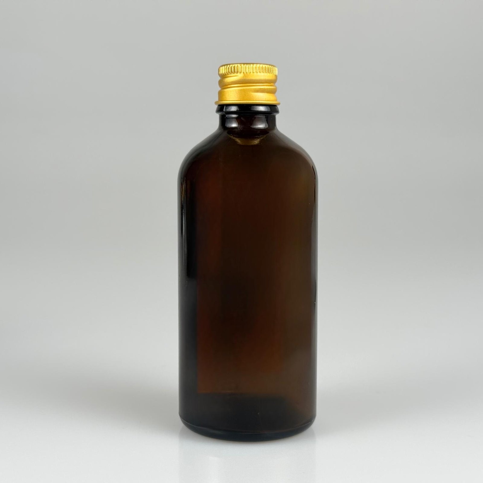 100 CC AMBER CAM ŞİŞE + KÖPÜK CONTALI GOLD ALÜMİNYUM METAL KAPAKLI TAKIM - 100 ML KAHVERENGİ CAM ŞİŞE